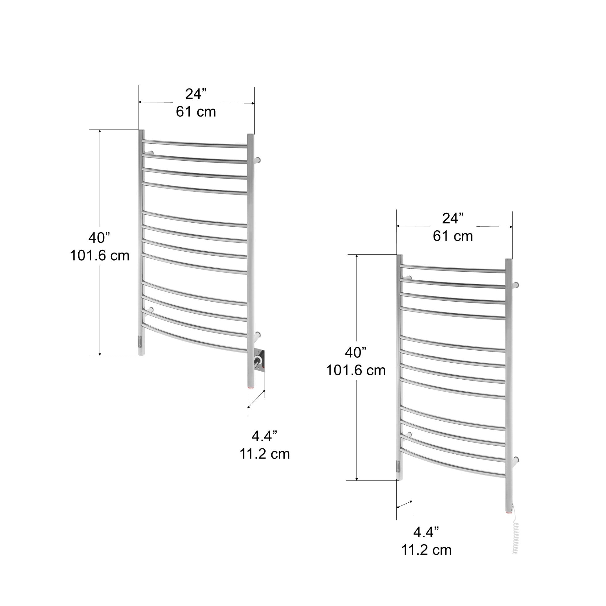 12 Bar Dual Wall Mount Towel Warmer with On Board Timer - Polished Stainless Steel Heated Towel Rack for Bathroom, Spa & Luxury Home Use