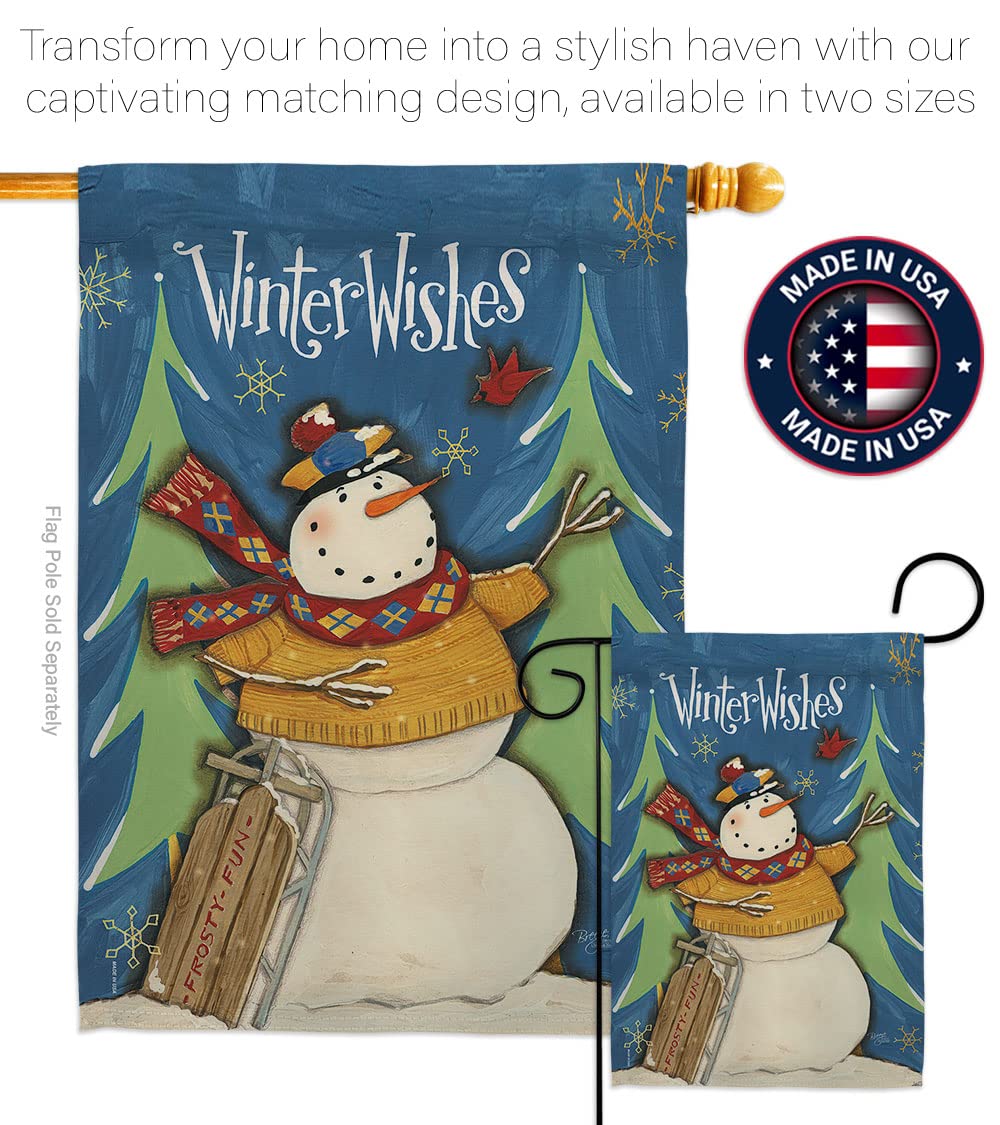 Winter Snowman House Flag - Double-Sided Yard Decor for Christmas