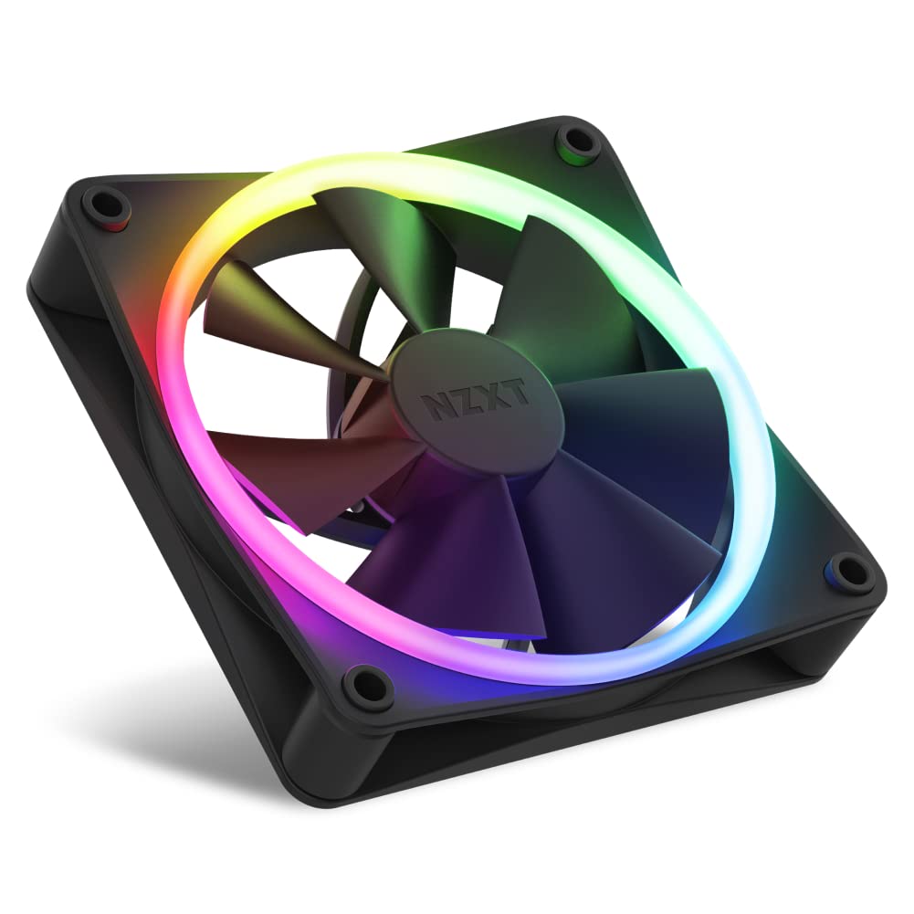 NZXT F120 RGB PC Cooling Fans - 120mm Black Case Fans with Advanced RGB Lighting & Quiet Operation - Triple Pack Includes Fan Controller - Perfect for Gaming PCs, Workstations & Custom Builds