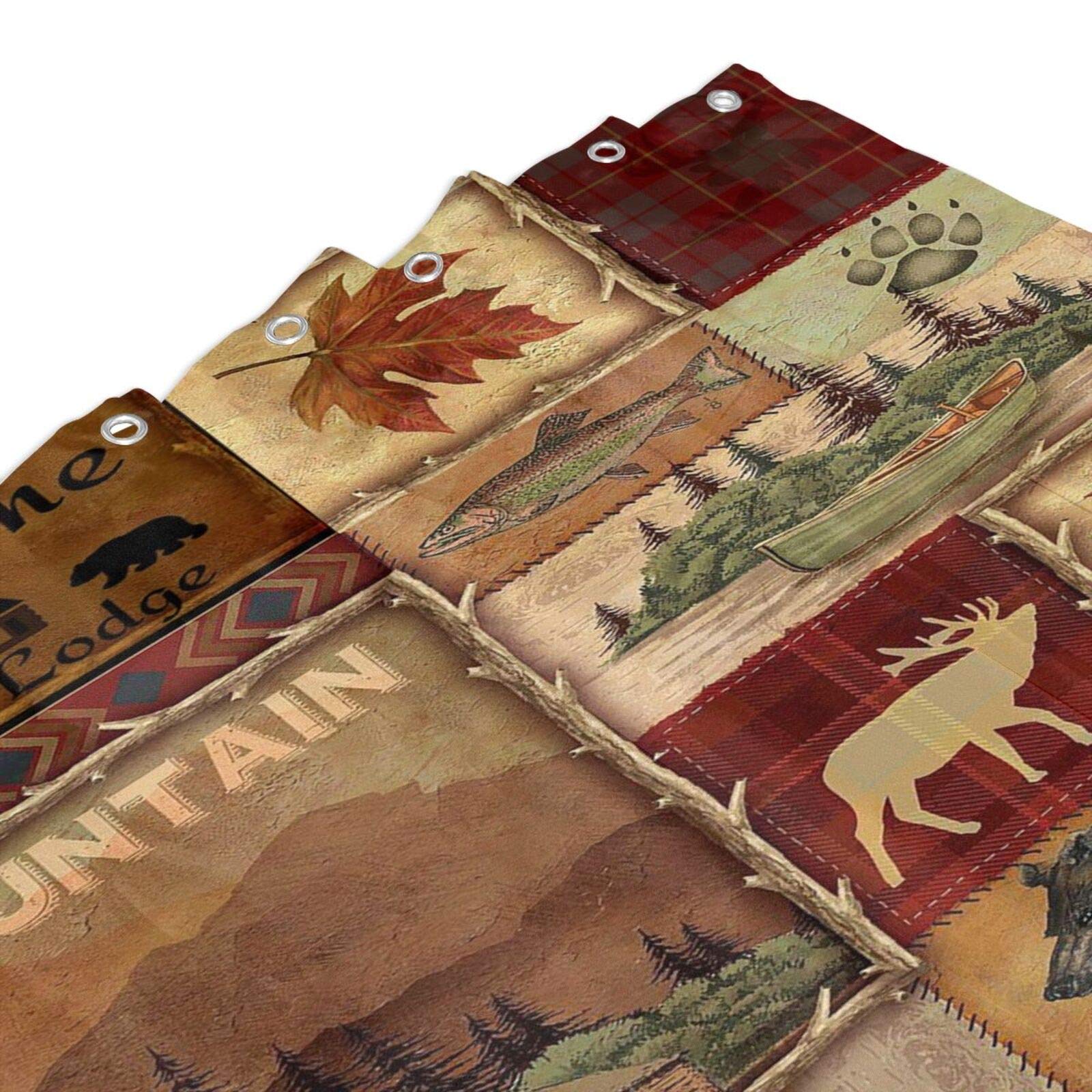Lodge Bear Moose Waterproof Shower Curtain Set - 72x72 Inch Rustic Bathroom Decor with 12 Hooks, Quick Dry Bath Curtain for Farmhouse & Cabin Style - Perfect for Cozy Cabins, Hunting Lodges and Rustic Bathroom Themes