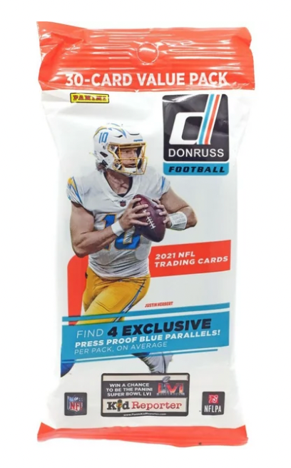 2021 Panini Donruss Football Jumbo Value Pack with Exclusive Press Proof Blue Parallels - Collectible Trading Cards for NFL Fans, Fantasy Football & Sports Memorabilia Collectors