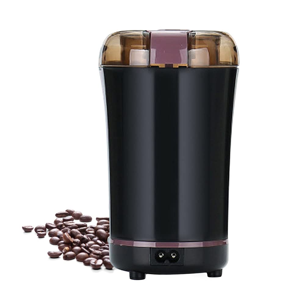 RRH Electric Coffee Grinder & Spice Grinder - Portable One-Touch Control with Stainless Steel Blades for Coffee Beans, Dry Herbs & Spices (Black) - Perfect for Home Kitchen, Camping & Travel Use