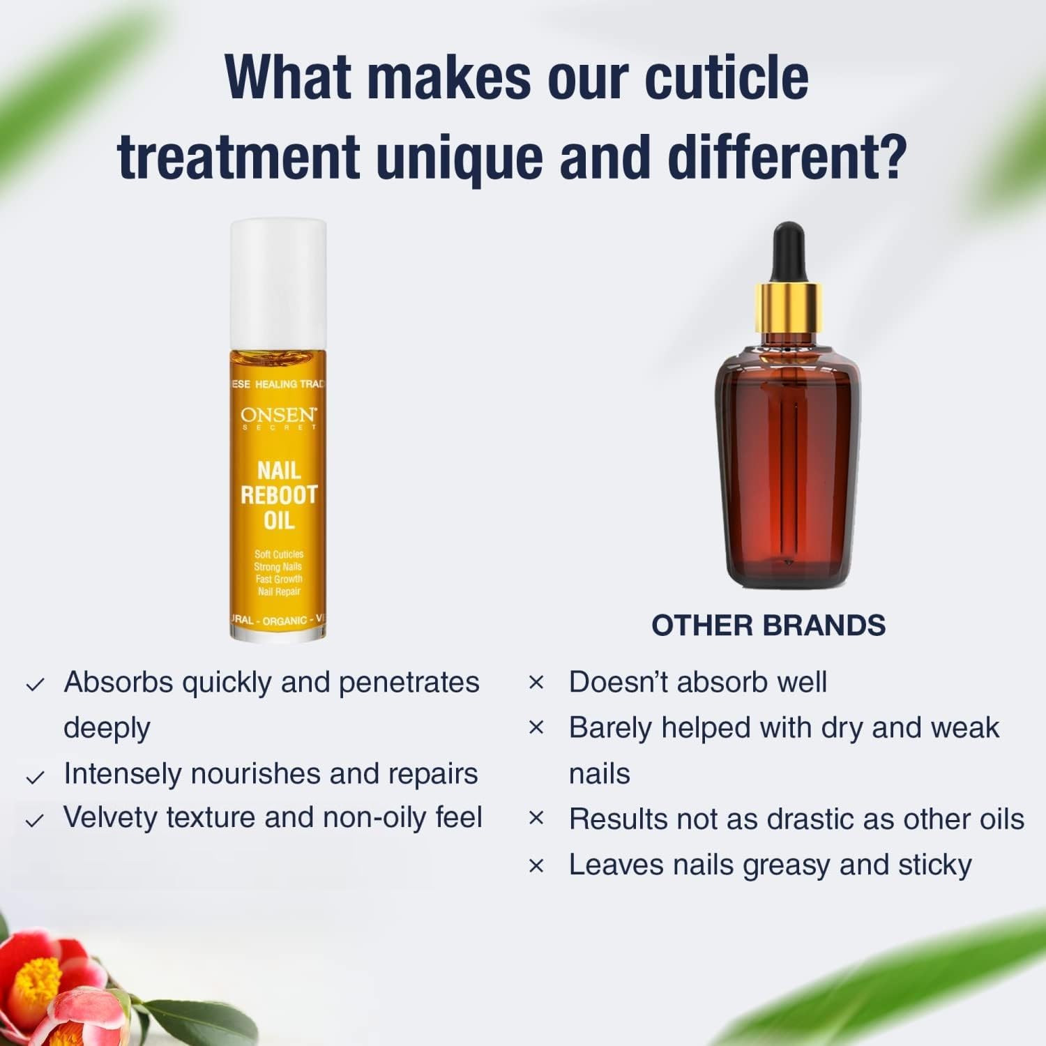 Onsen Secret Nail Reboot Duo Set - Natural Nail Treatment & Cuticle Repair Cream for Damaged Nails - 15ml Cuticle Conditioner & 10ml Nail Reboot Oil - Visible Results for Strong Healthy Nails - Perfect for Home Manicures & Nail Care Routine