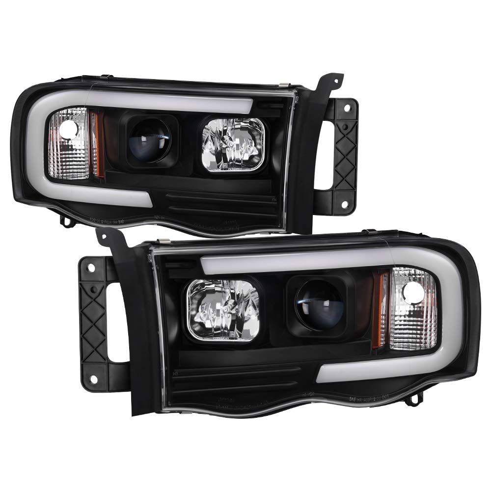 High-Performance LED Tube DRL Headlights for Dodge Ram 1500 (2002-2005) - Black/Clear Lens - Upgrade Your Truck's Style & Visibility for Night Driving & Off-Road Adventures