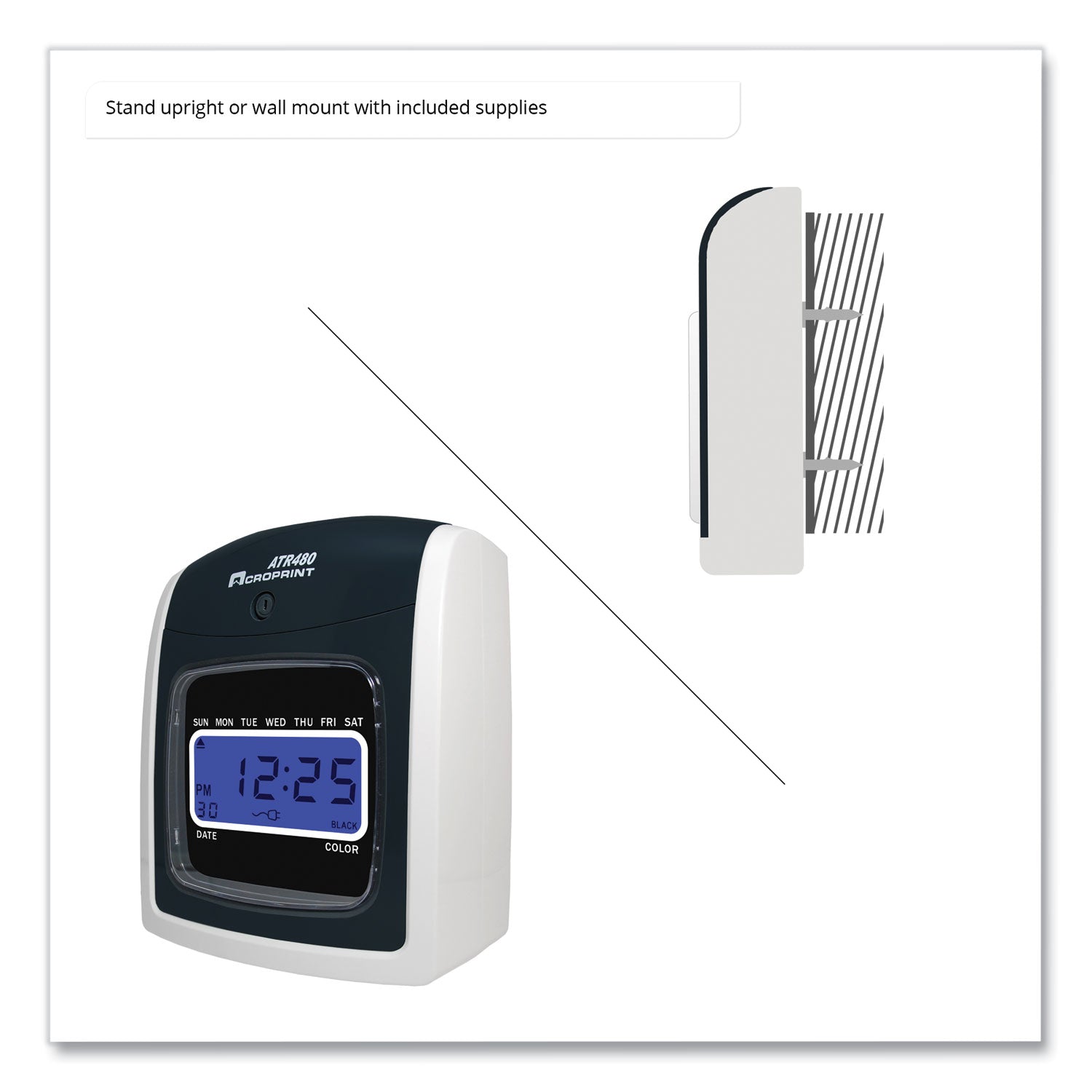 Acroprint ATR480 Digital Time Clock with Accessories Bundle - White/Charcoal Display for Employee Attendance Tracking & Business Time Management