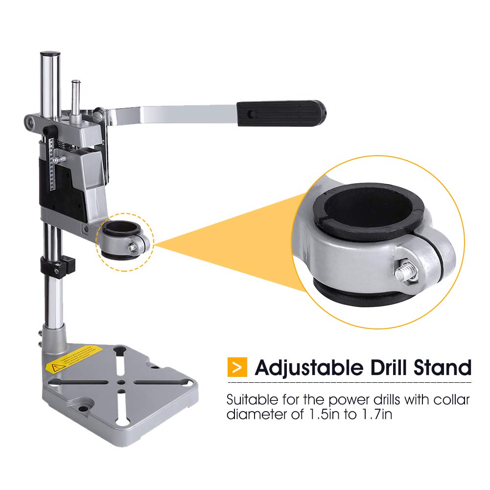 Portable Bench Drill Press Stand - Universal Clamp Drill Press Workbench with Drilling Guide | Perfect for Woodworking, Metalworking & DIY Home Projects