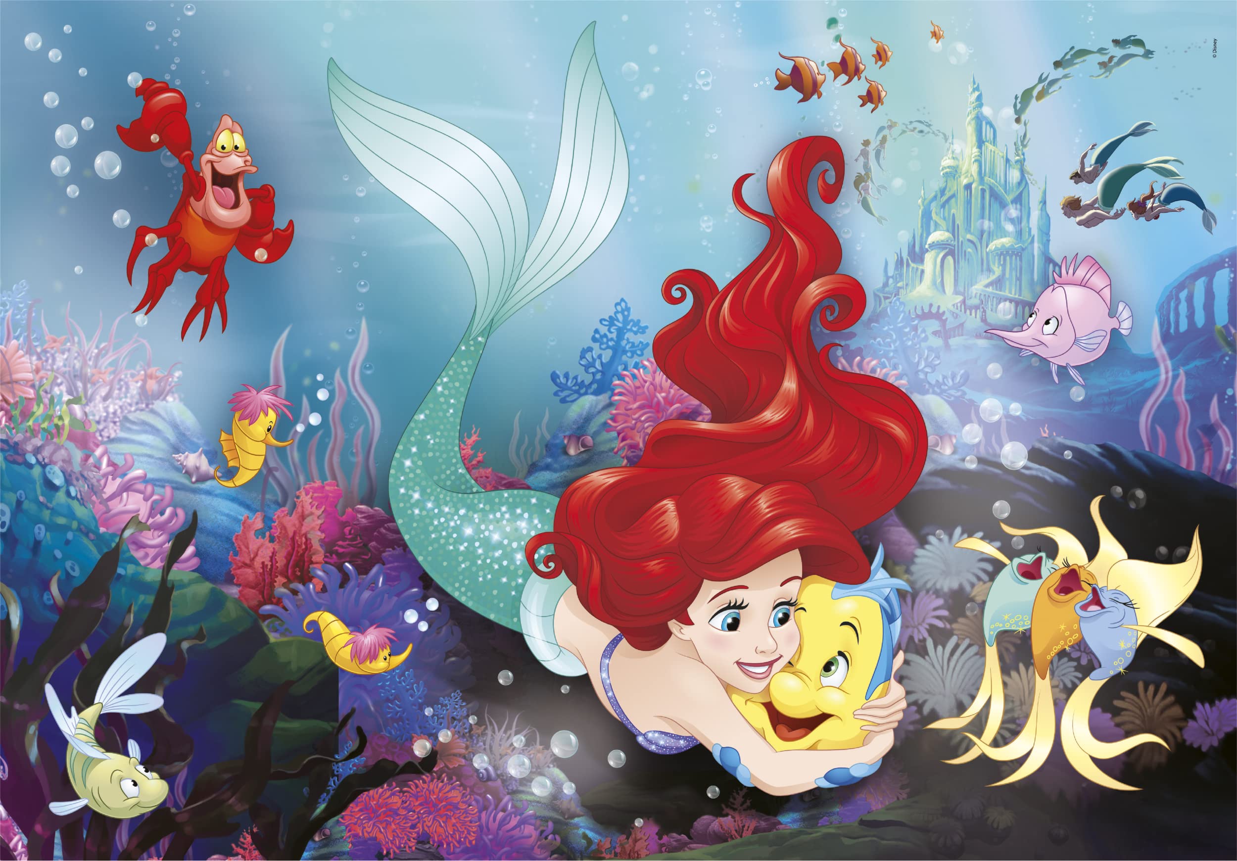 Clementoni Supercolor Puzzle - The Little Mermaid 24-Piece Jumbo Puzzle for Kids Age 3+, Cartoon Puzzle Made in Italy - Perfect for Early Learning, Birthday Gifts & Family Bonding Activities
