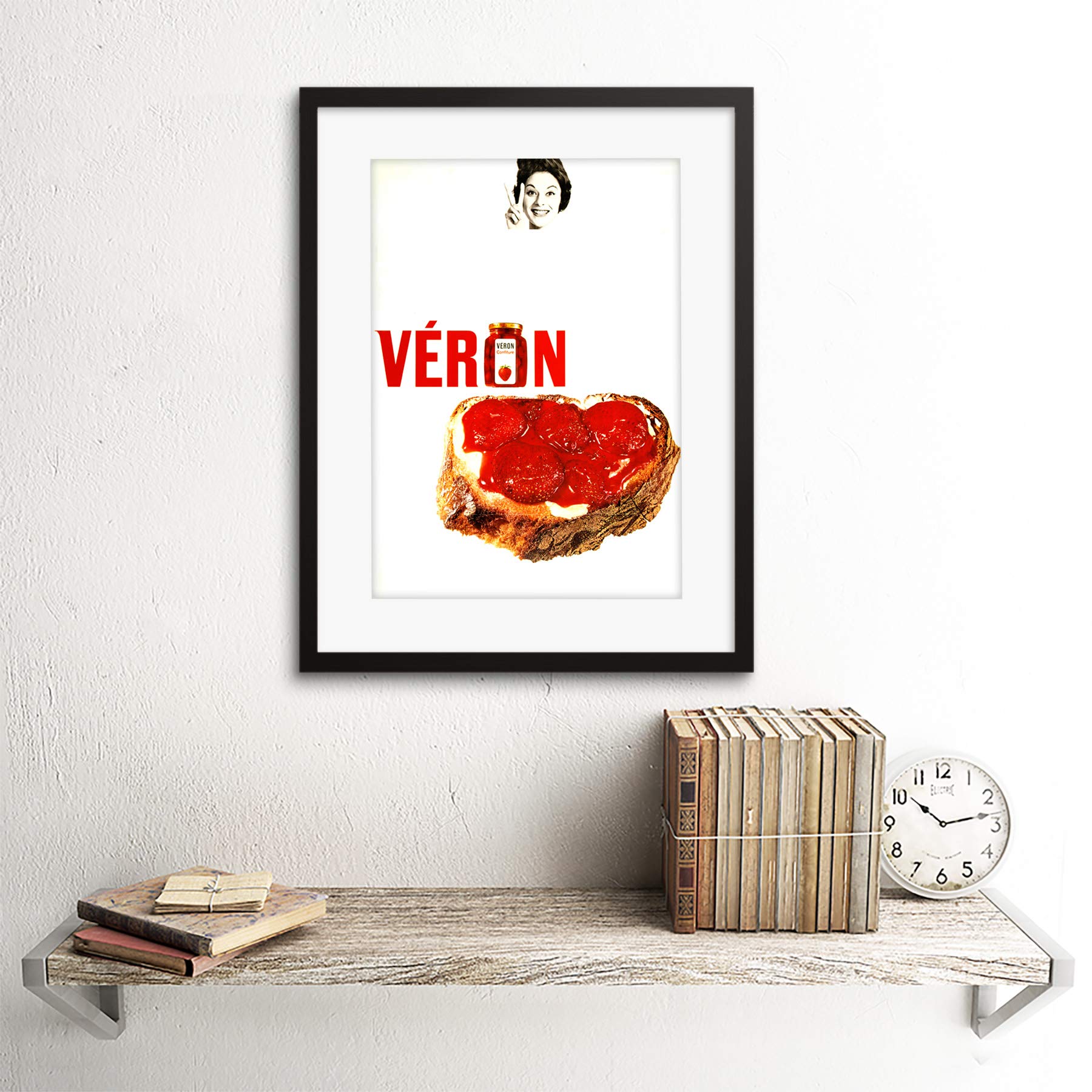 ADVERT VERON Strawberry Jam Conserve - Premium Artisan Bread Spread - Framed Art Print B12X10629 - Perfect for Breakfast, Brunch & Gift Giving