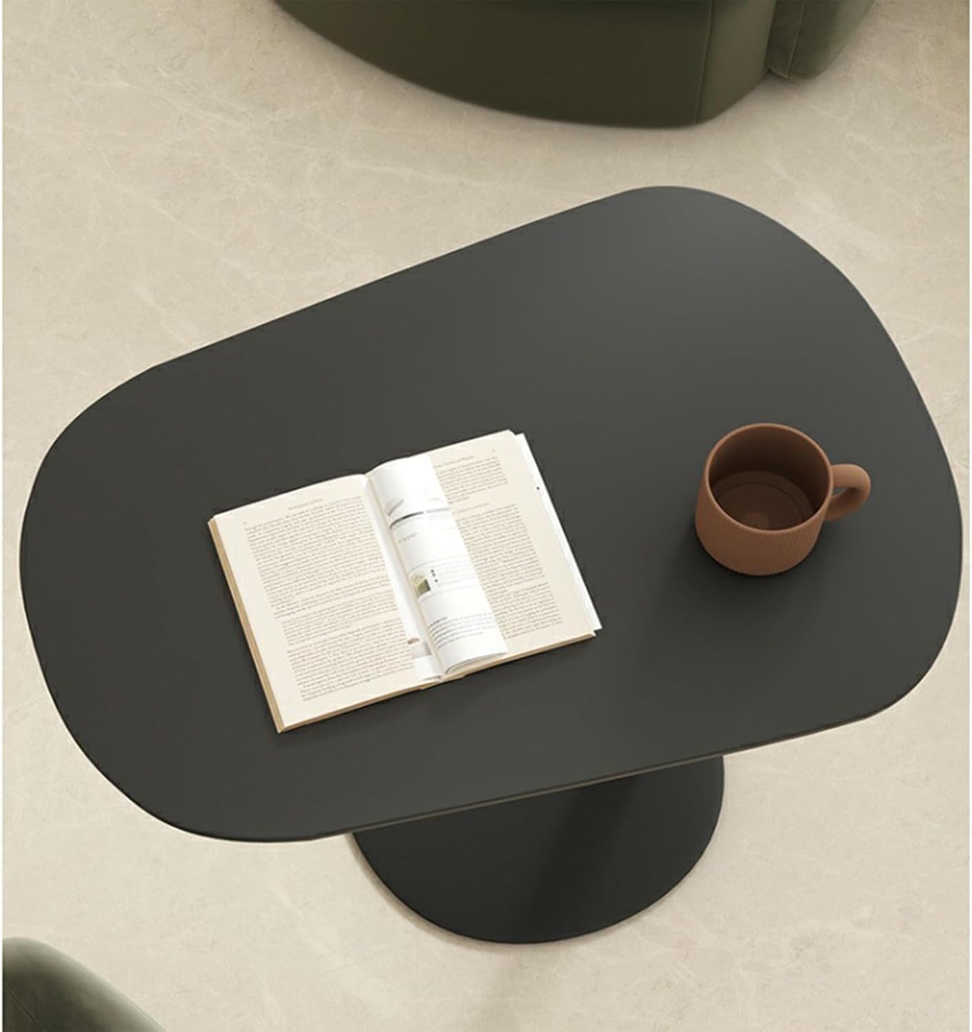 Modern Metal C-Shaped End Table - Slim Sofa Side Table with Snack Tray for Living Room, Bedroom, Cafe & Balcony | Perfect for TV Snacking, Reading & Small Space Decor