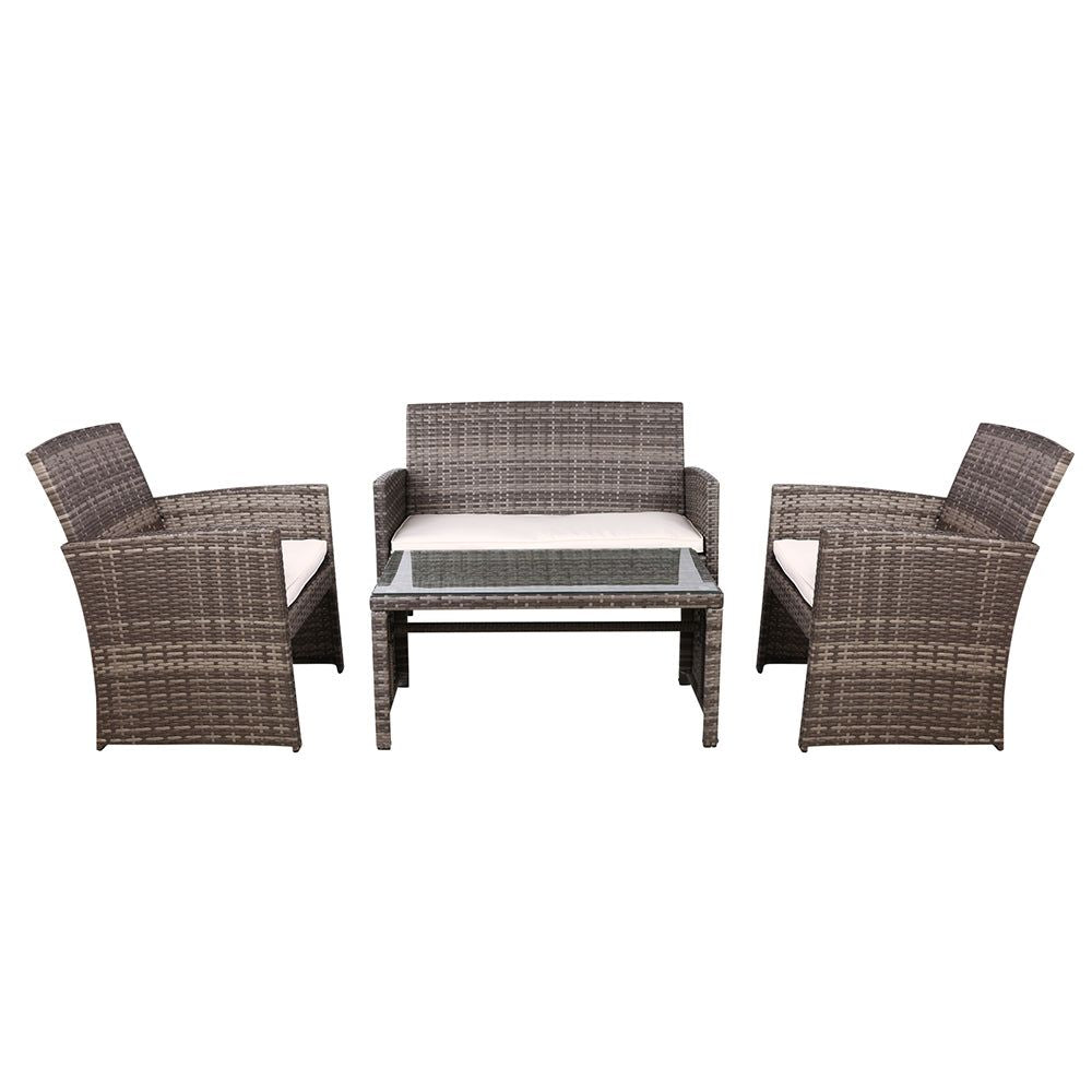 Premium Gardeon Rattan Outdoor Furniture Set - 7-Piece Wicker Patio Dining & Lounge Set with Storage Cover in Mixed Gray - Perfect for Backyard, Poolside & Garden Relaxation