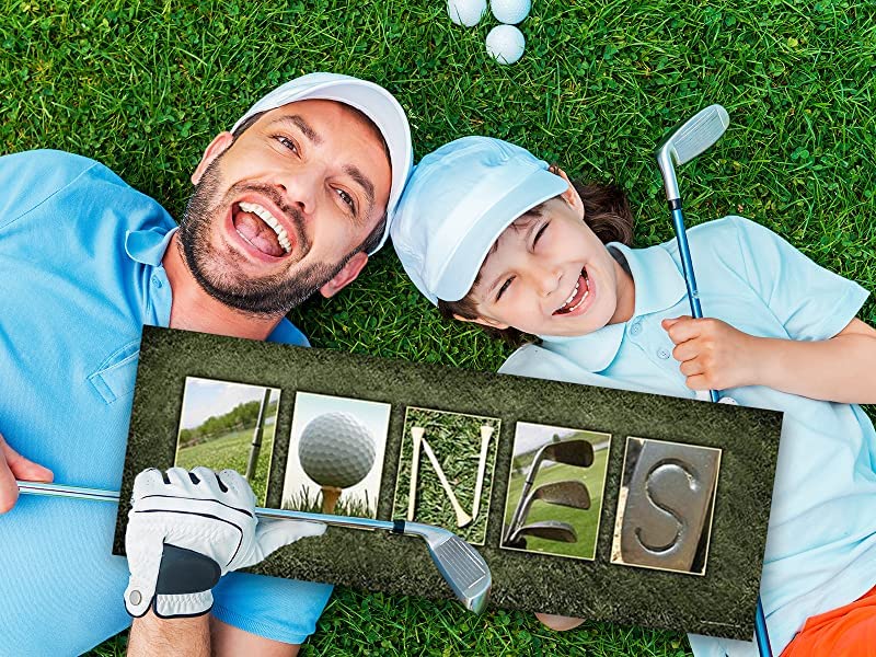 Personalized Golf Name Art Block Mount - Custom Golf Gift for Golfers & Enthusiasts - Perfect for Home, Office, or Man Cave Decor