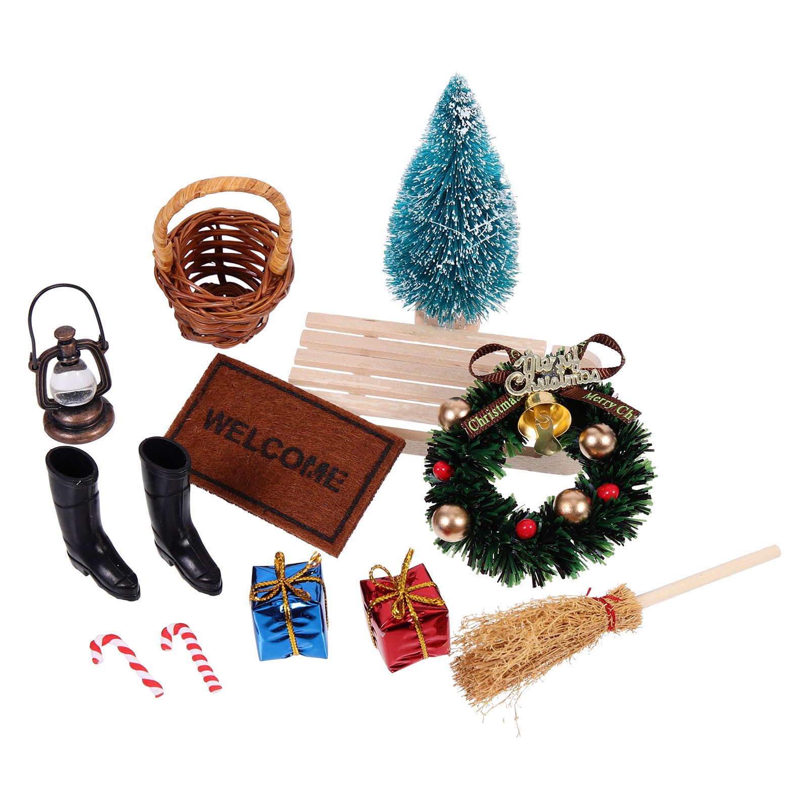 GANAZONO 11-Piece Miniature Dollhouse Ornaments Set - Tiny Christmas Garden Tools for Kids, Mini Desktop Decorations - Perfect for Holiday Displays, Fairy Gardens & Children's Playrooms