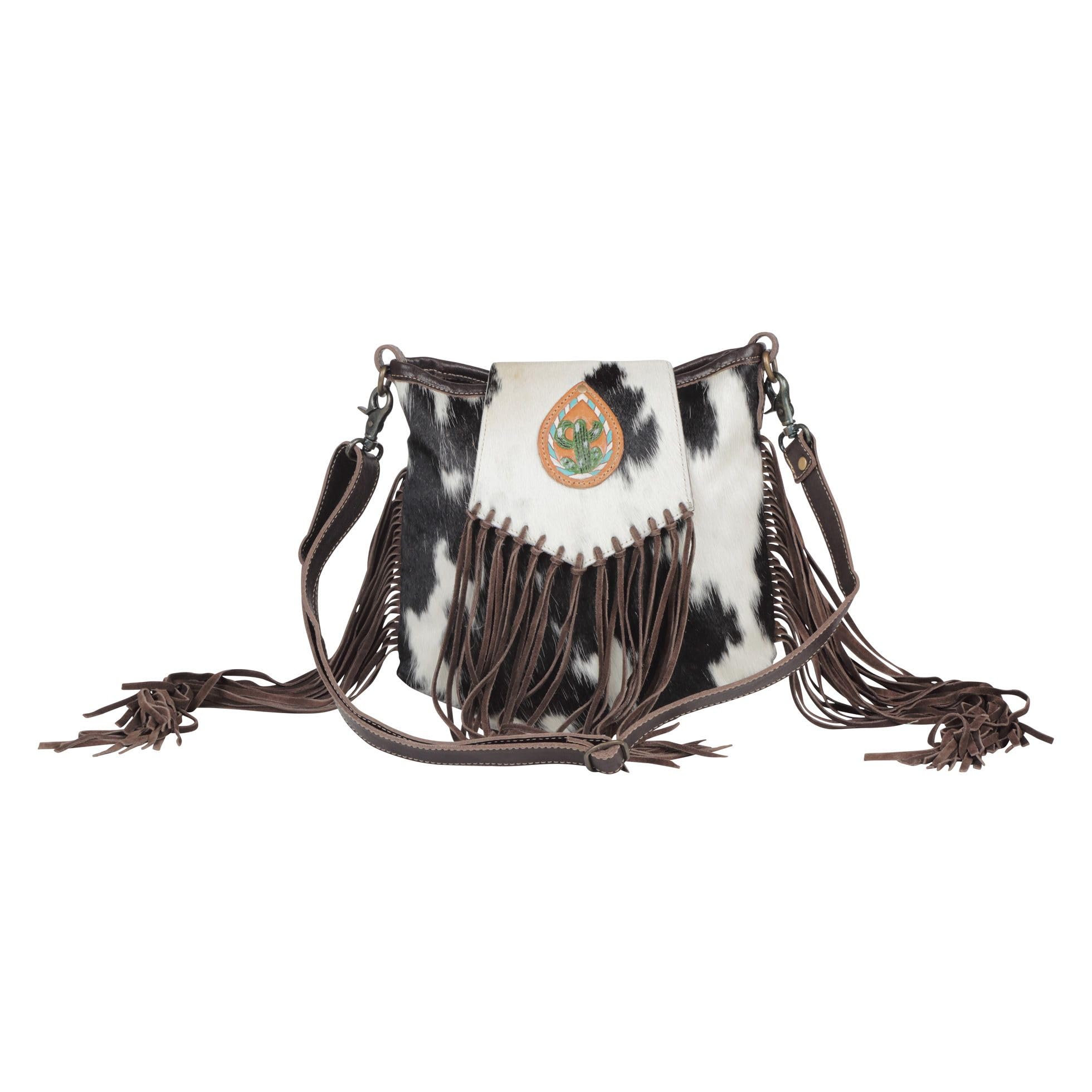 Myra Bag Western Leather Shoulder Bag for Women | Upcycled Boho Crossbody Purse with Tassel Fringe | Russet Brown Handbag for Casual Outings, Music Festivals & Travel Accessories