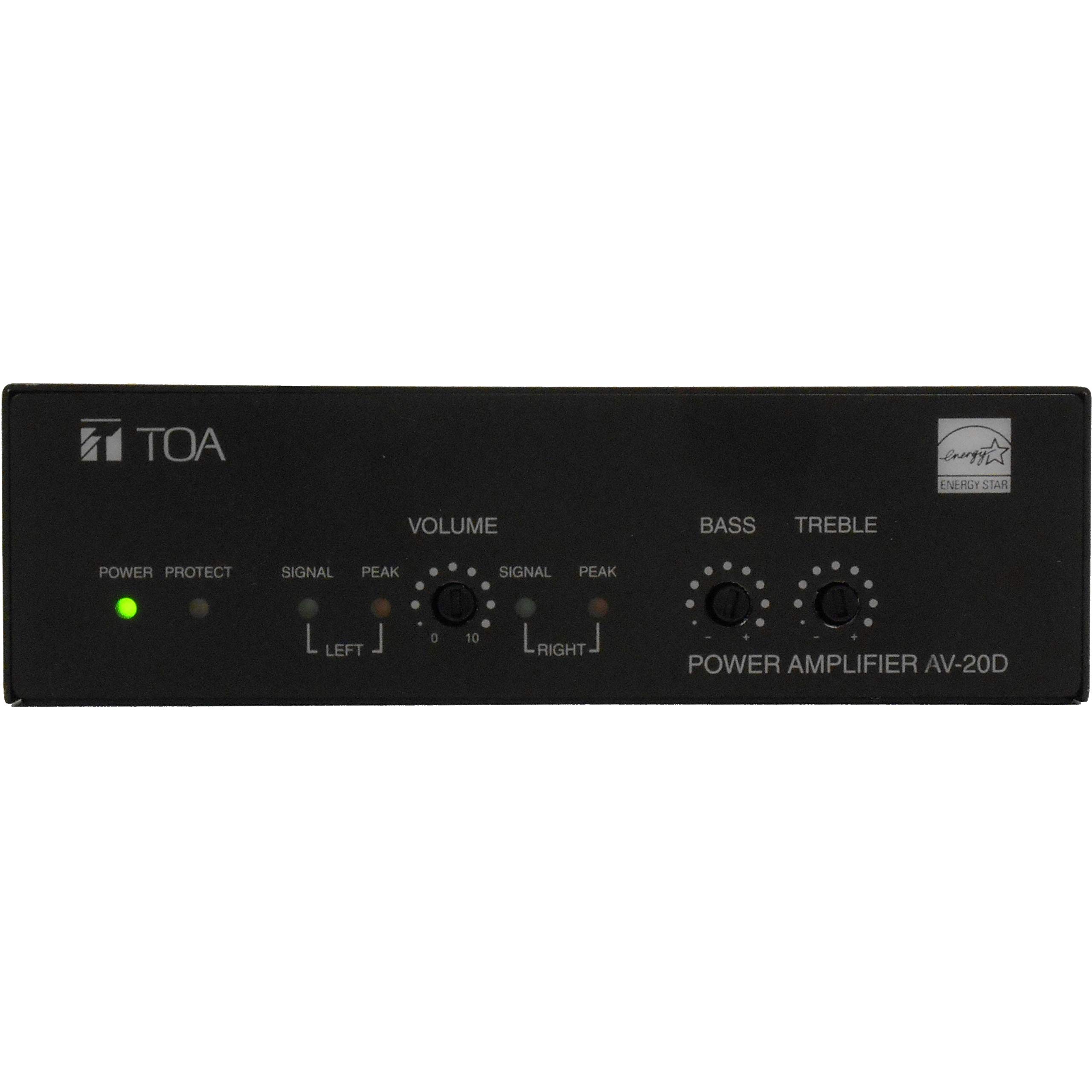 TOA Electronics TOA-AV-20D Standard Micro Amplifier - Compact Audio Power Amplifier for PA Systems, Background Music & Public Address - Perfect for Schools, Churches & Conference Rooms