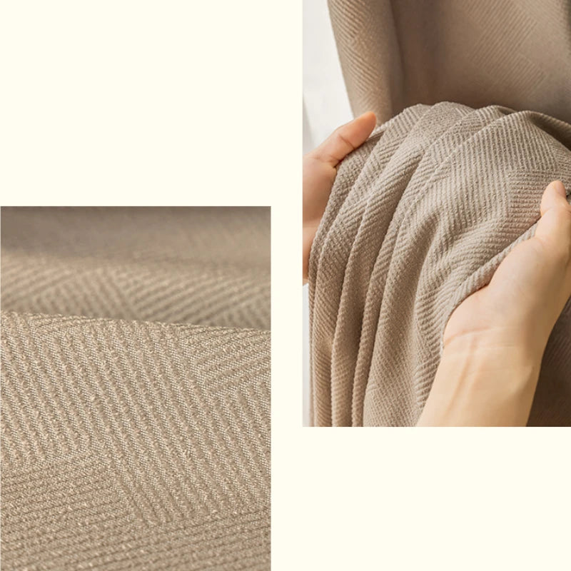 Elena Chenille Striped Check Blackout Curtains for Living Room & Bedroom - Custom Size Thermal Insulated Window Drapes for Home Decor