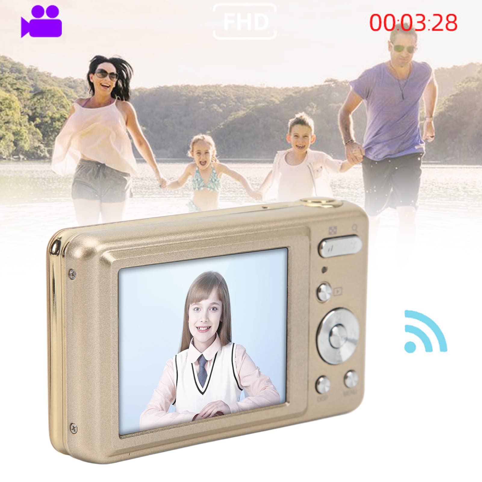 **DPOFIRS Kids Digital Camera with 8X Zoom & 1080P HD - Compact Mini Camera for Boys, Girls, Teens & Beginners - Perfect Gift for Travel, School & Outdoor Adventures (Gold)**