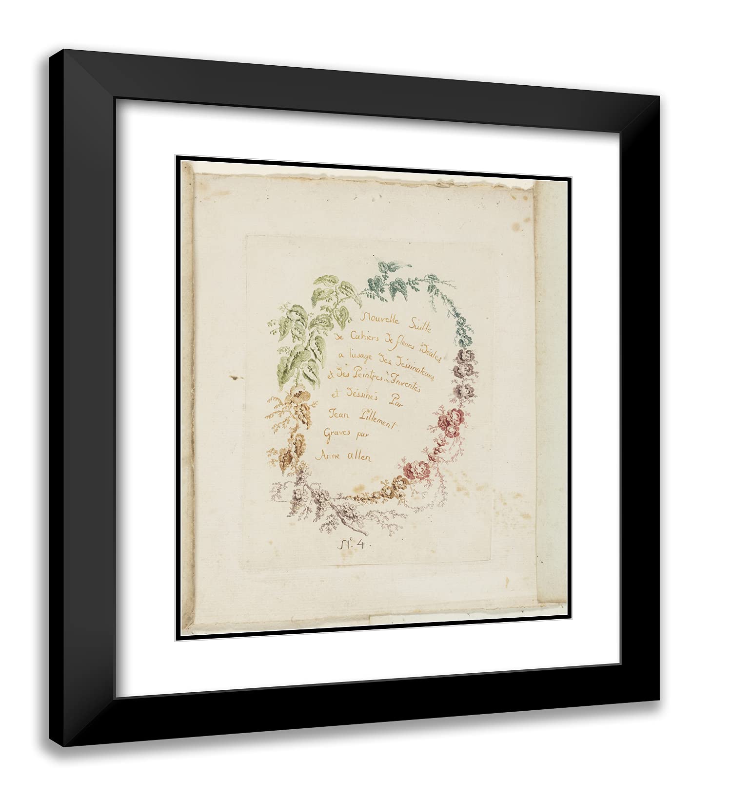 Anne Allen 20x23 Inch Black Modern Framed Art Print - 'Title Page' from Notebooks of Ideal Flowers Collection | Double Matted Wall Decor for Living Room, Office & Studio | Perfect Gift for Artists, Draftsmen & Painters