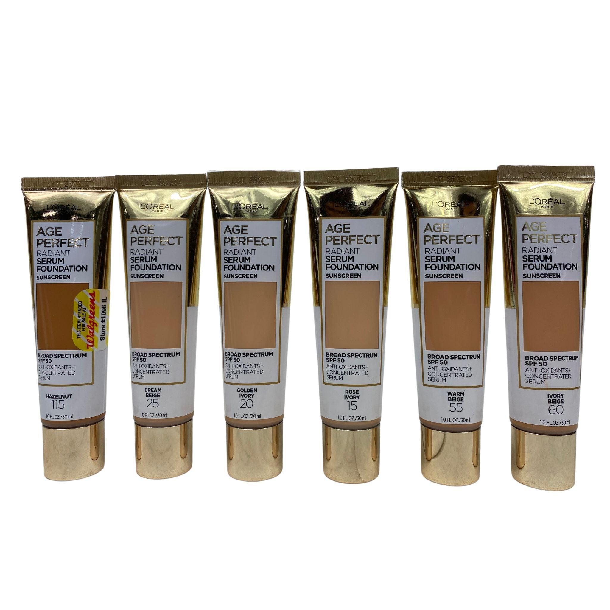 L'Oreal Age Perfect Radiant Serum Foundation - 50 Pcs Bulk Pack for Mature Skin - Anti-Aging Makeup for Daily Use & Professional Salon Application