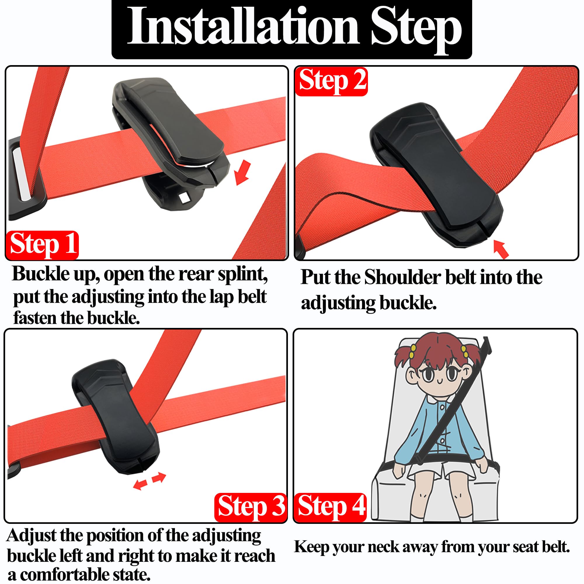 Car Seat Belt Adjusters for Adults - 3 Pack Comfortable Shoulder Protector Clips & Tensioners for Safe Driving | Perfect for Long Road Trips, Commuting & Travel