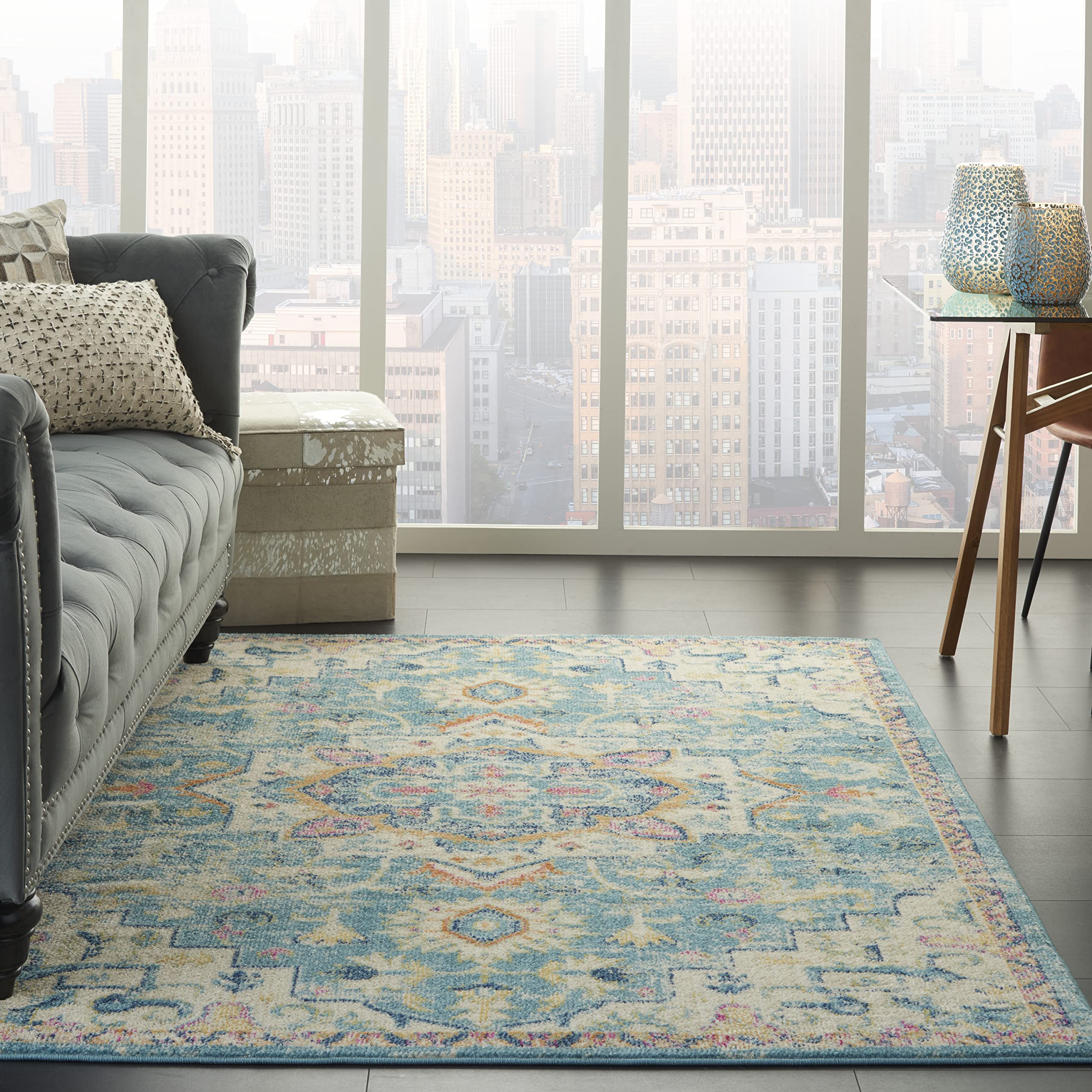 Nourison Passion Ivory/Light Blue 6'7