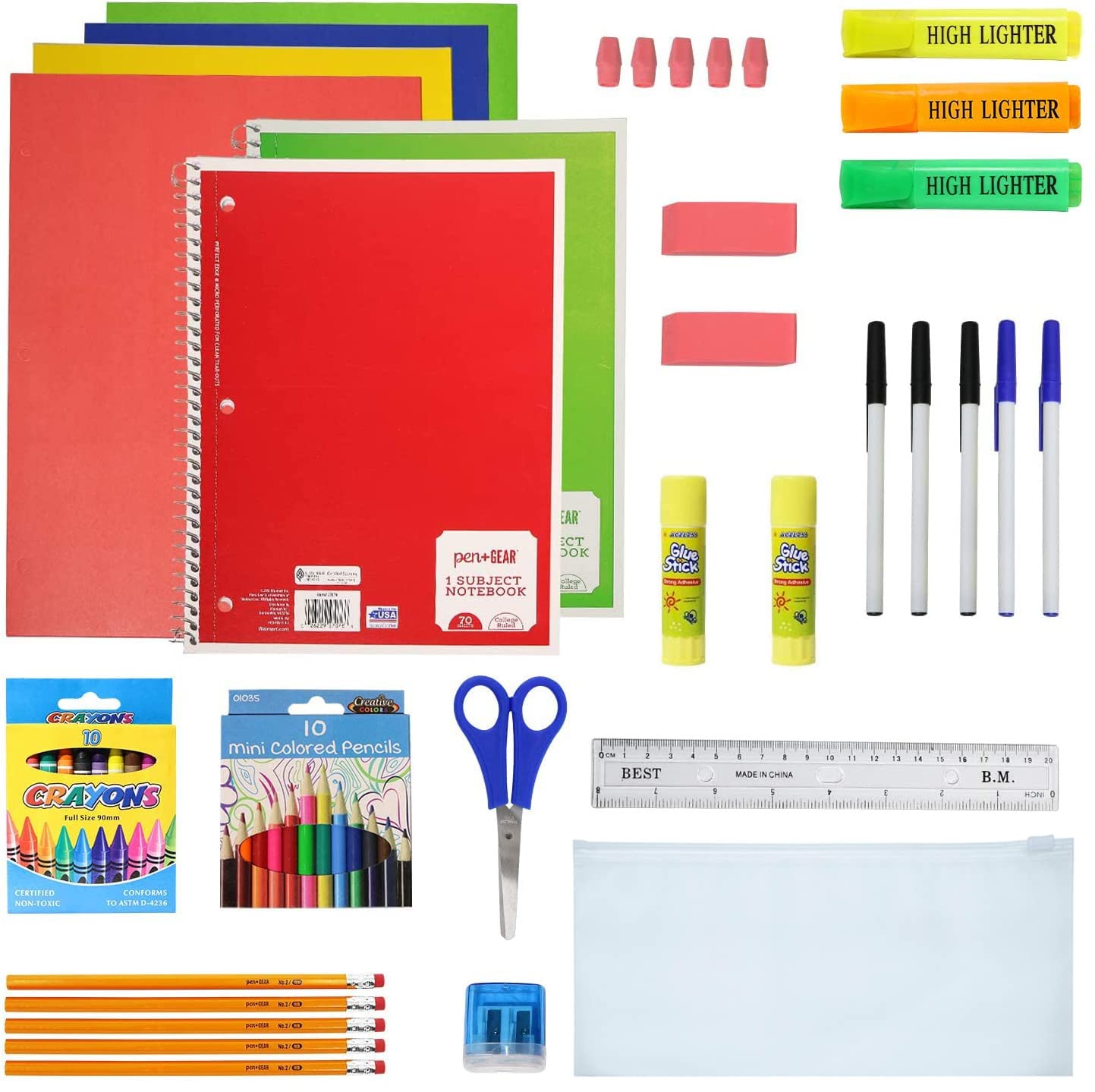 12-Pack 17-Inch School Backpacks with 52-Piece School Supplies Set (Pens, Pencils, Crayons) - Bulk Backpack Bundle for Elementary, Middle & High School Students - 6 Color Styles - Perfect for Classroom, Study & Daily School Use
