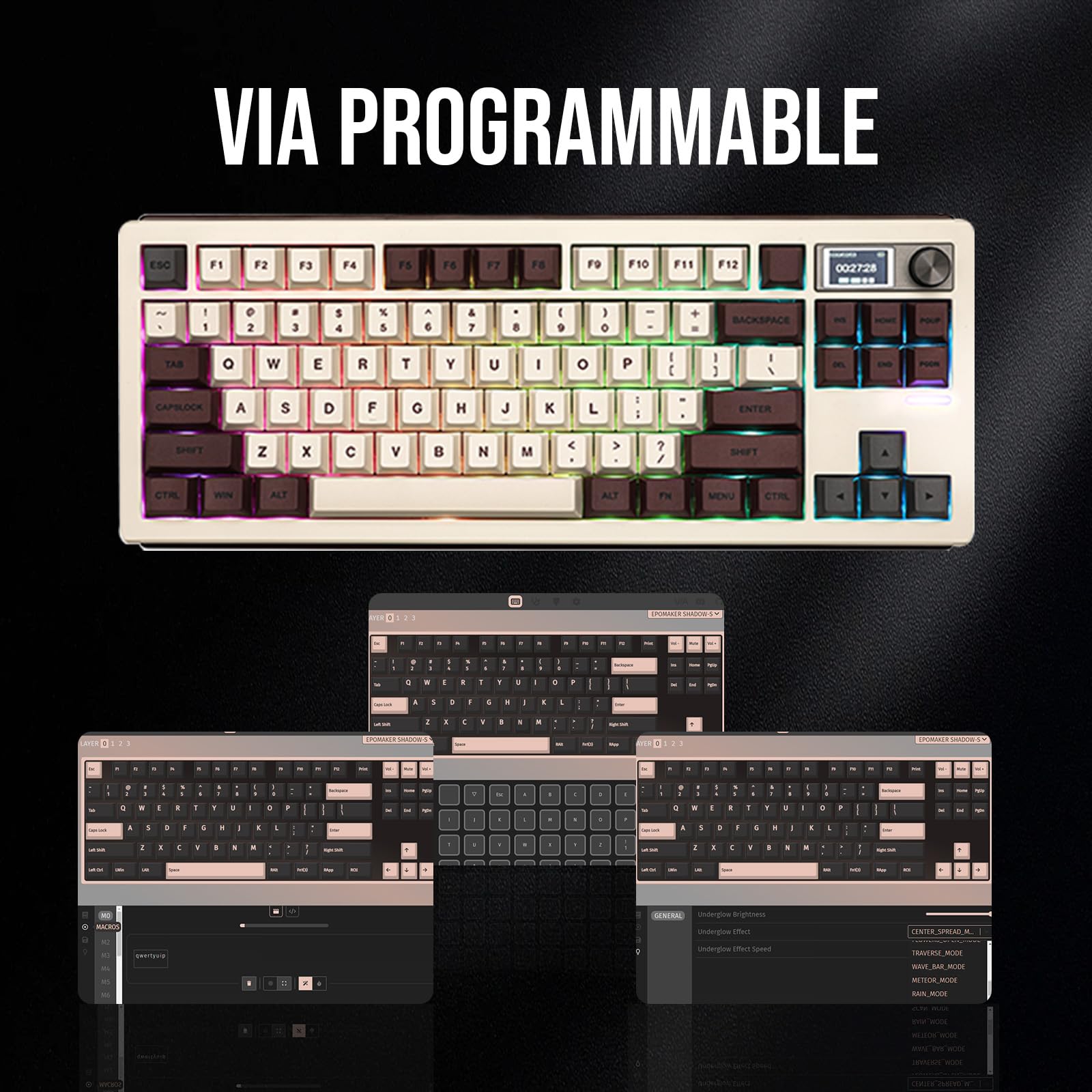 EPOMAKER Shadow-S VIA Wireless Gaming Keyboard - Gasket Mount Mechanical Keyboard with 1.14