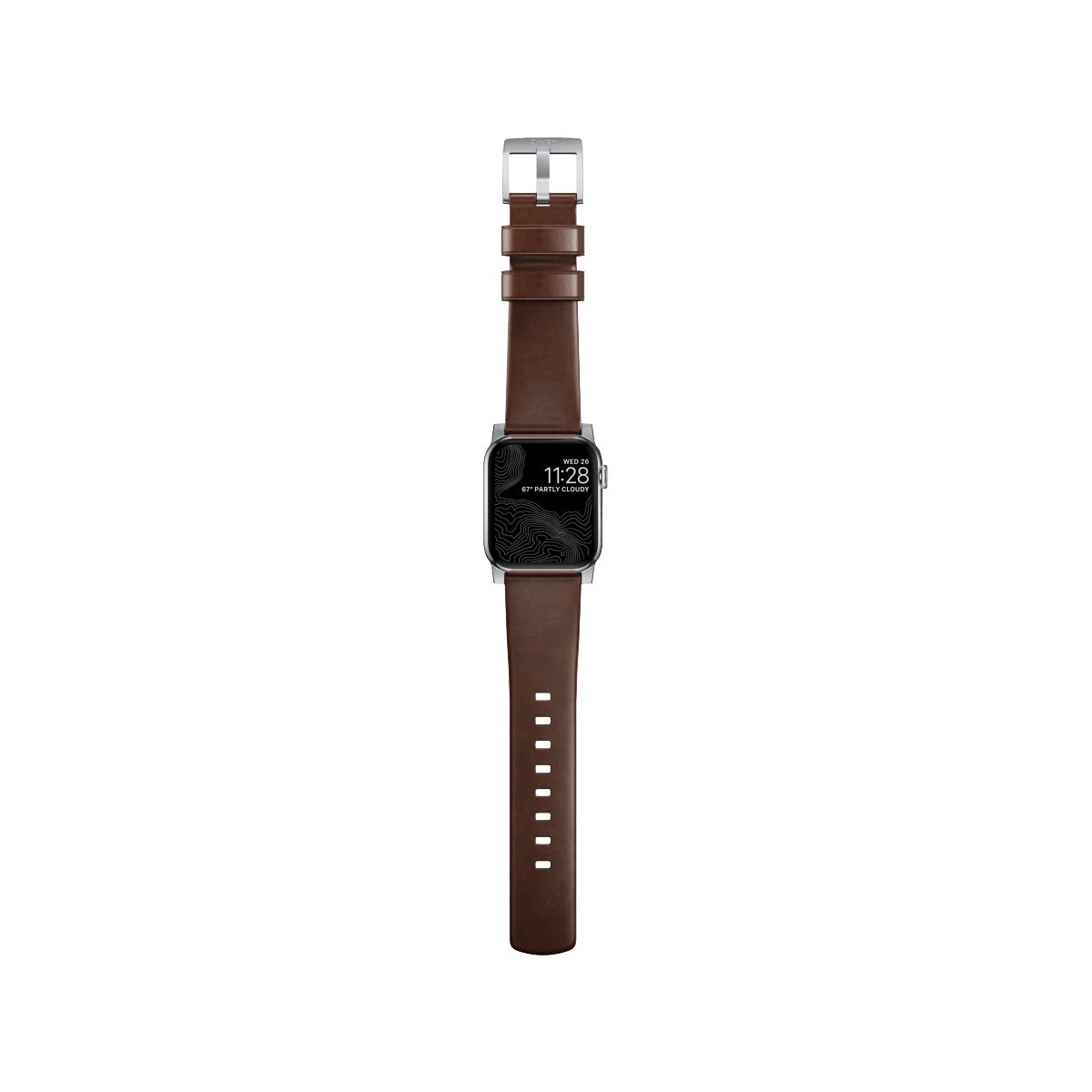 Nomad Modern Leather Band for Apple Watch 40mm/41mm - Silver Hardware & Rustic Brown Horween Leather | Perfect for Business, Casual & Outdoor Activities