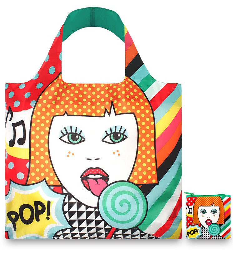 LOQI Tote Bag POP Collection - Lightweight Reusable Shopping Bag with Vibrant Art Prints | Perfect for Groceries, Travel & Everyday Use