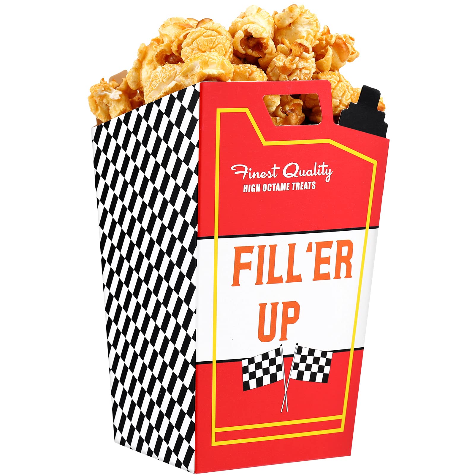 Outus 24-Piece Race Car Fuel Can Popcorn Treat Boxes - Candy & Cookie Containers for Racing Birthday Party, Baby Shower, Bridal Shower - Perfect for Race Car Theme Party Favors & Decorations - Great for Kids' Birthday Parties, Themed Events & Gift Packaging