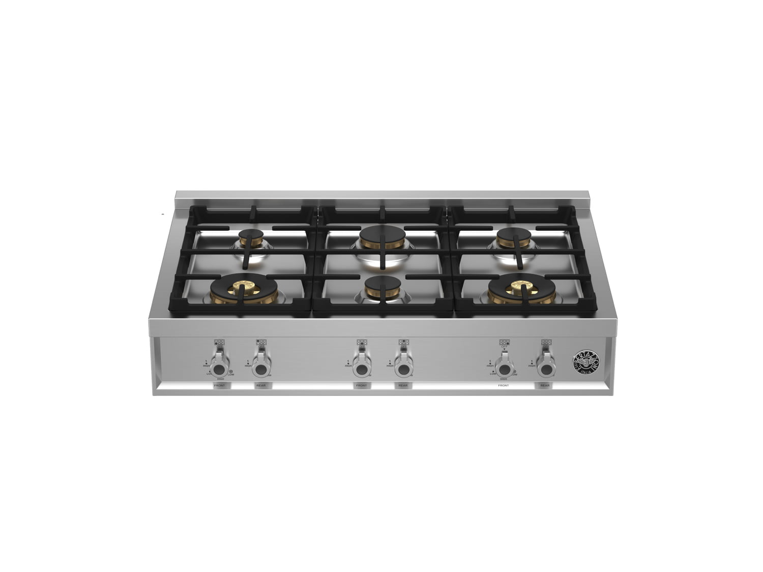 Bertazzoni PROF366RTBXT 36-Inch Gas Rangetop with 6 Brass Burners - Premium Stainless Steel for Professional Home Kitchens & Gourmet Cooking