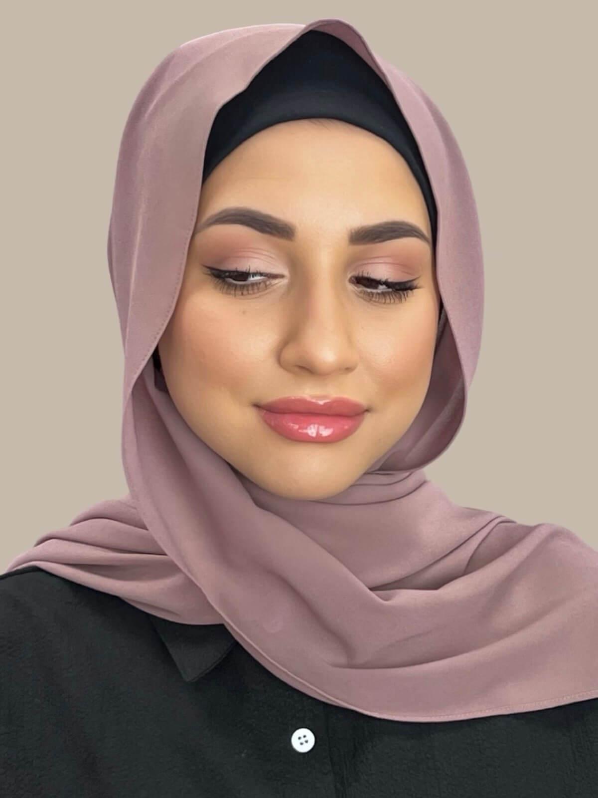 Elegant Rose Taupe Chiffon Hijab - Soft & Lightweight Muslim Scarf for Women - Perfect for Daily Wear, Prayer, and Special Occasions