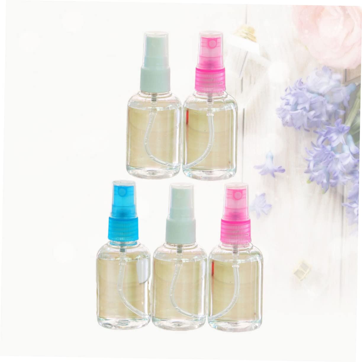 FOMIYES 5-Pack Refillable Fine Mist Spray Bottles for Makeup, Travel & Skincare - Portable Small Water Sprayer for Face, Hair & Liquid Refills - Perfect for Travel, Salon & Home Use