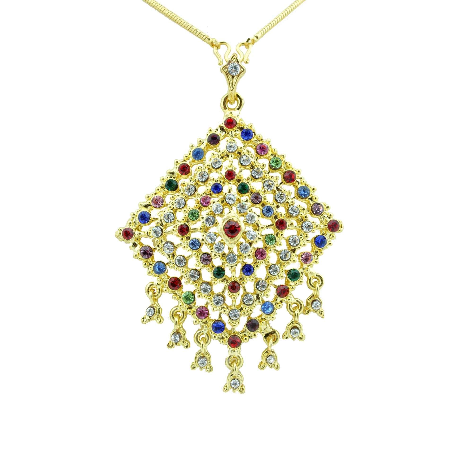 Thai Gold Plated Crystal Pendant Necklace 24