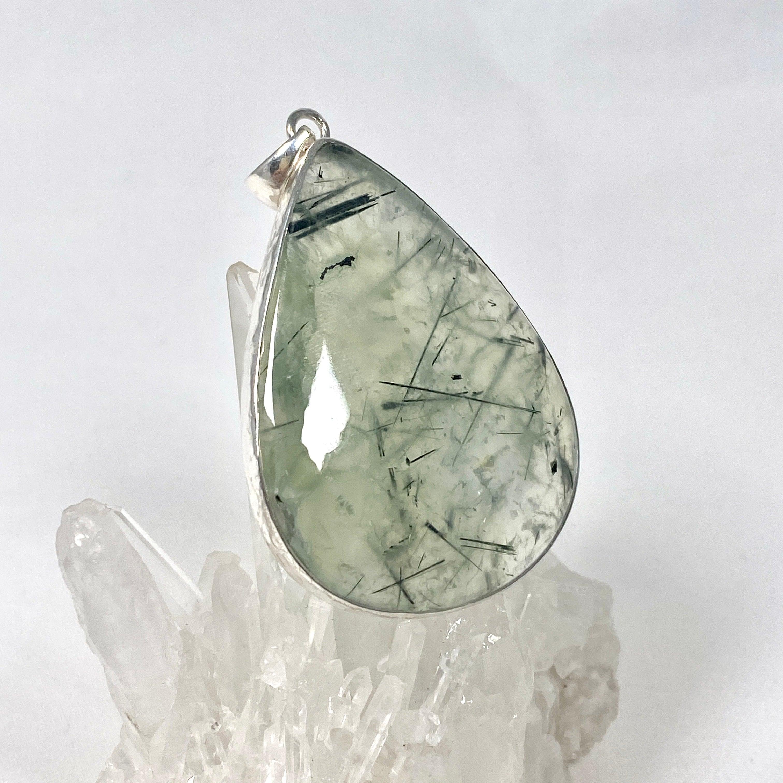 Natural Prehnite Teardrop Pendant Necklace - KPGJ3769 | Healing Crystal Jewelry for Meditation, Energy Balancing & Spiritual Gifts