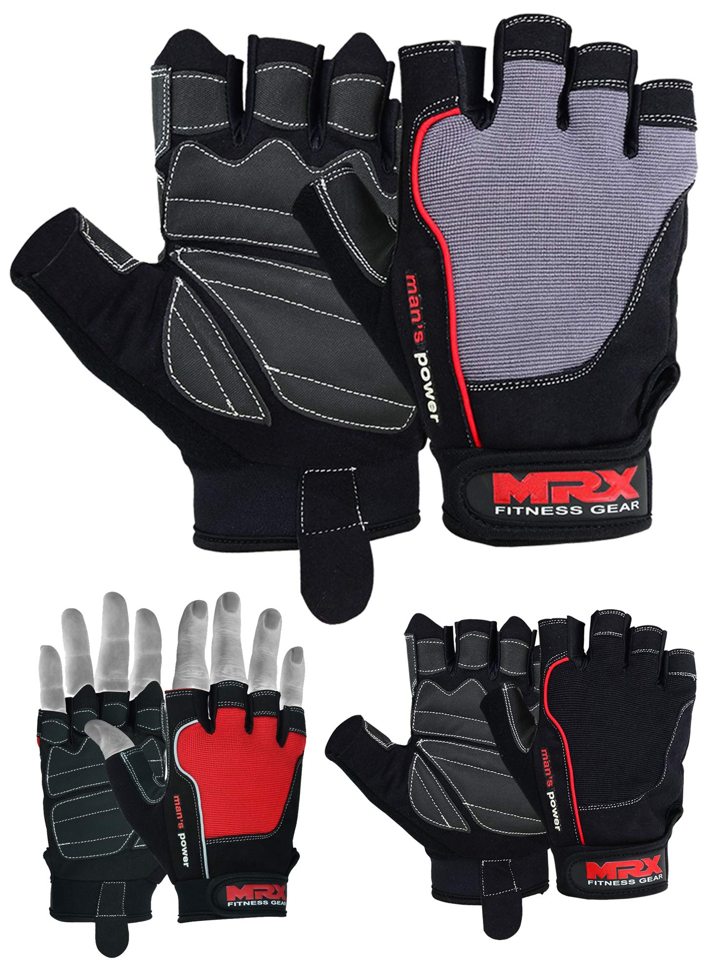 MRX Weightlifting Gloves for Men & Women - Gym Workout Gloves with Padded Palm for Bodybuilding, Strength Training & Better Grip - Perfect for CrossFit, Powerlifting & Weight Training
