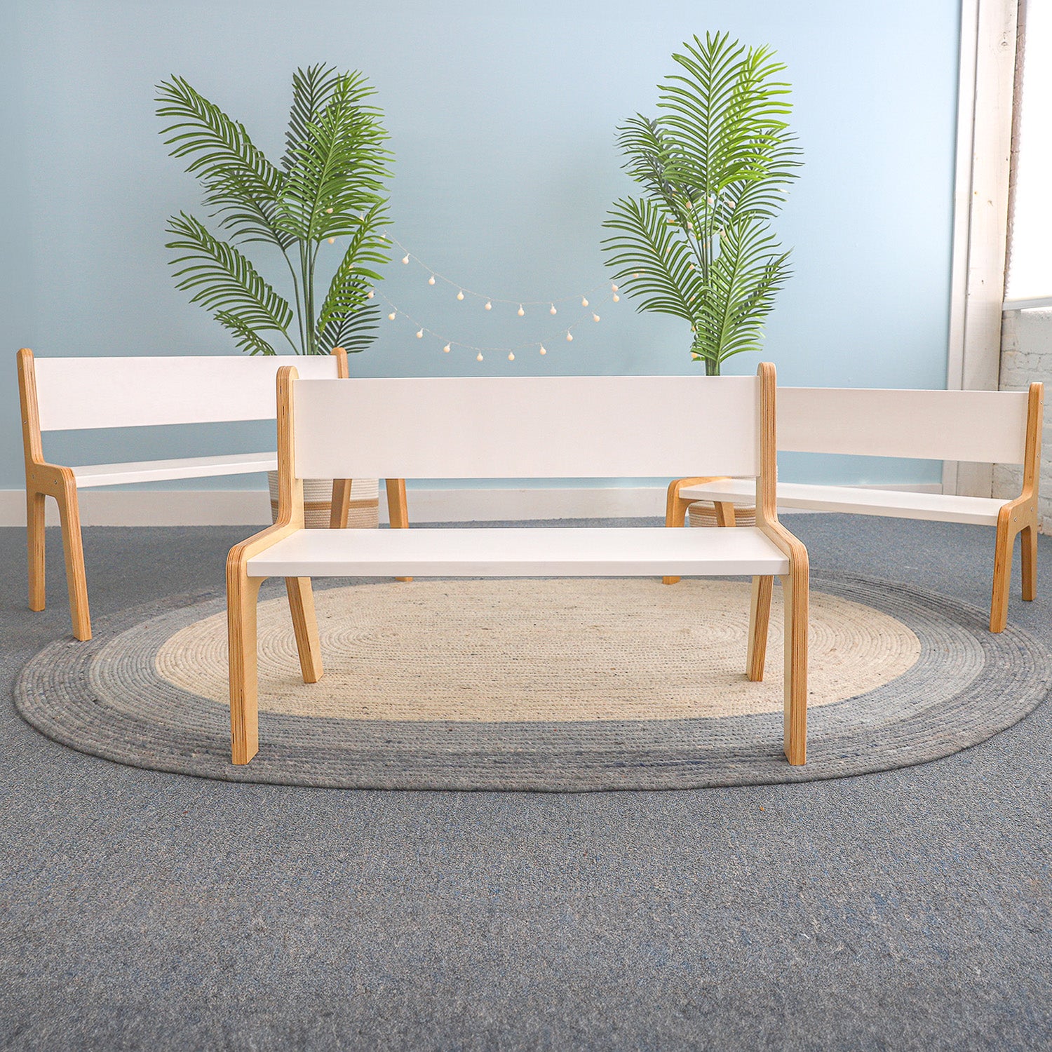 ElevatED™ White Bench 12H WB1982 - Modern Minimalist Entryway Seating for Home, Office & Garden Decor