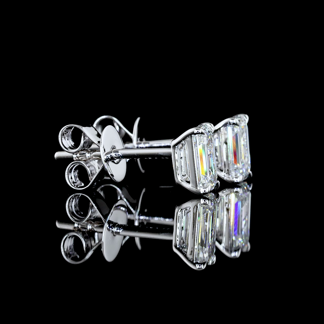 0.99 Carat Lab Grown Emerald Diamond Stud Earrings in 14K White Gold - VS1 Clarity, F Color - Perfect for Weddings, Anniversaries & Special Occasions