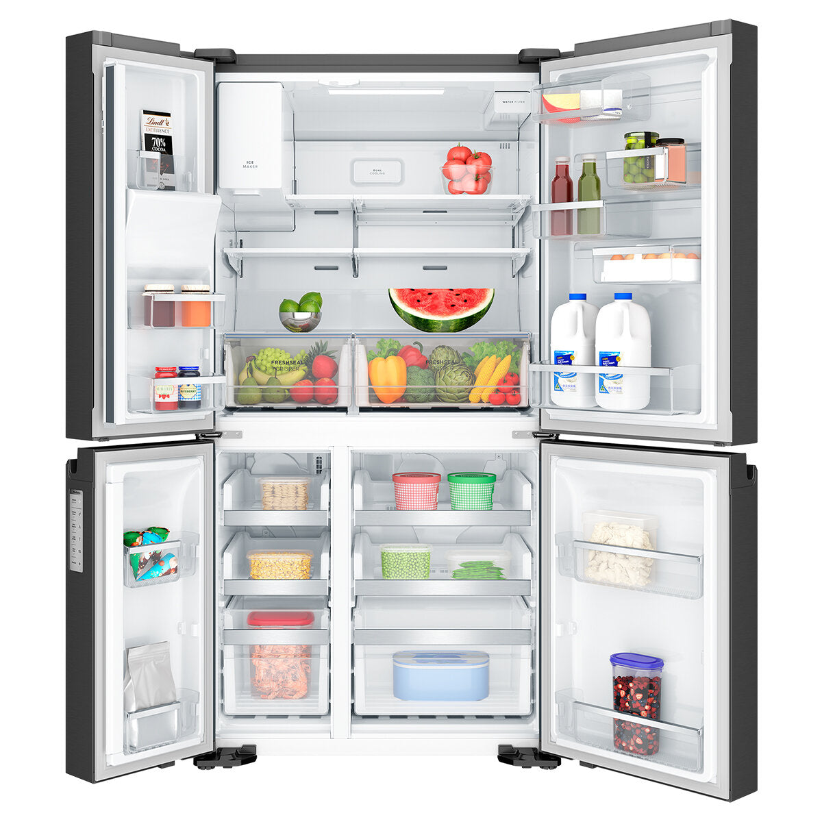 Westinghouse 609L Quad Door Refrigerator with Ice and Water Dispenser - Matte Black WQE6170BB - Perfect for Large Families, Entertaining & Modern Kitchens
