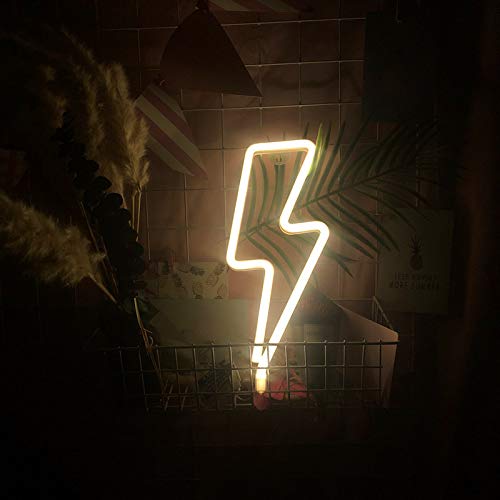 Lightning Shape LED Neon Light - USB & Battery Powered Wall Decor for Bedroom, Party, Festival - Cool Night Light for Home, Bar, Wedding, Halloween
