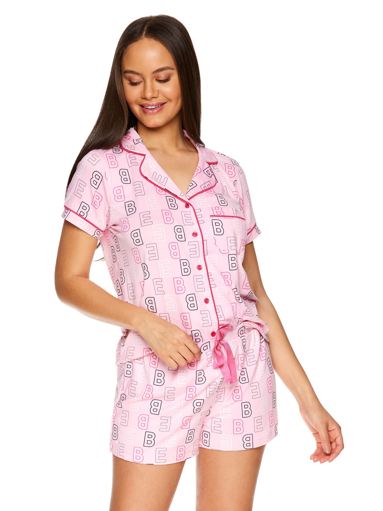 bebe Women's Pajama Sets - Button Down Shirt & Shorts Sleepwear Lounge PJ Set for Comfortable Sleep & Relaxation at Home