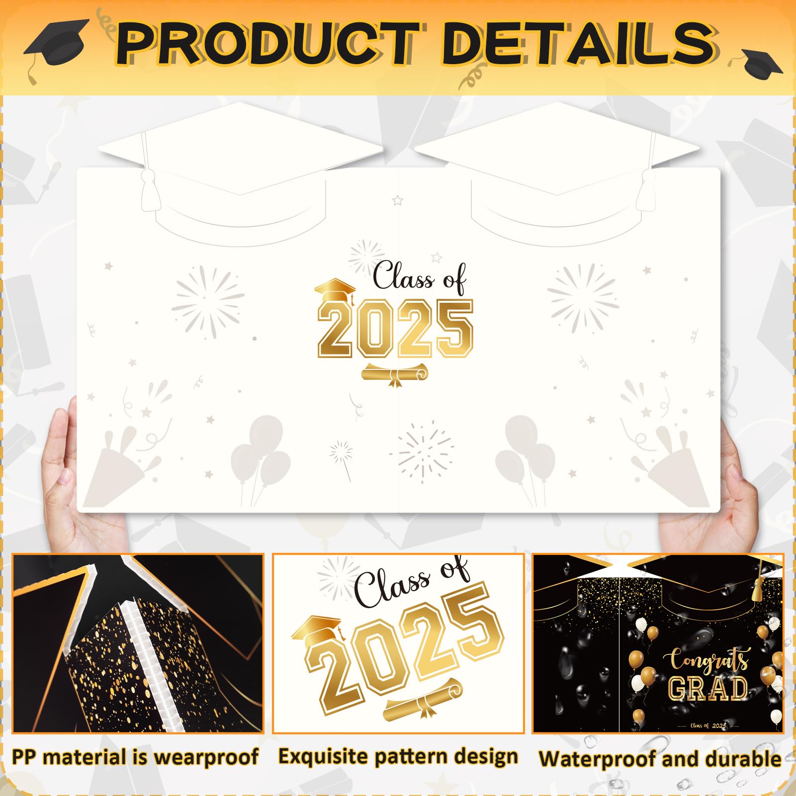 2025 Black Gold Jumbo Graduation Guest Book - Perfect for College & High School Graduation Parties