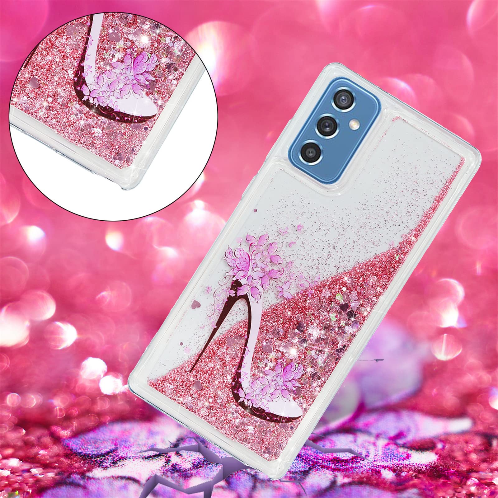 Samsung Galaxy M52 Phone Case - Sparkling Liquid Floating Design, Shock Absorption TPU Bumper, Slim Clear Cover for Samsung Galaxy M52 | Perfect for Everyday Use, Parties, and Special Occasions