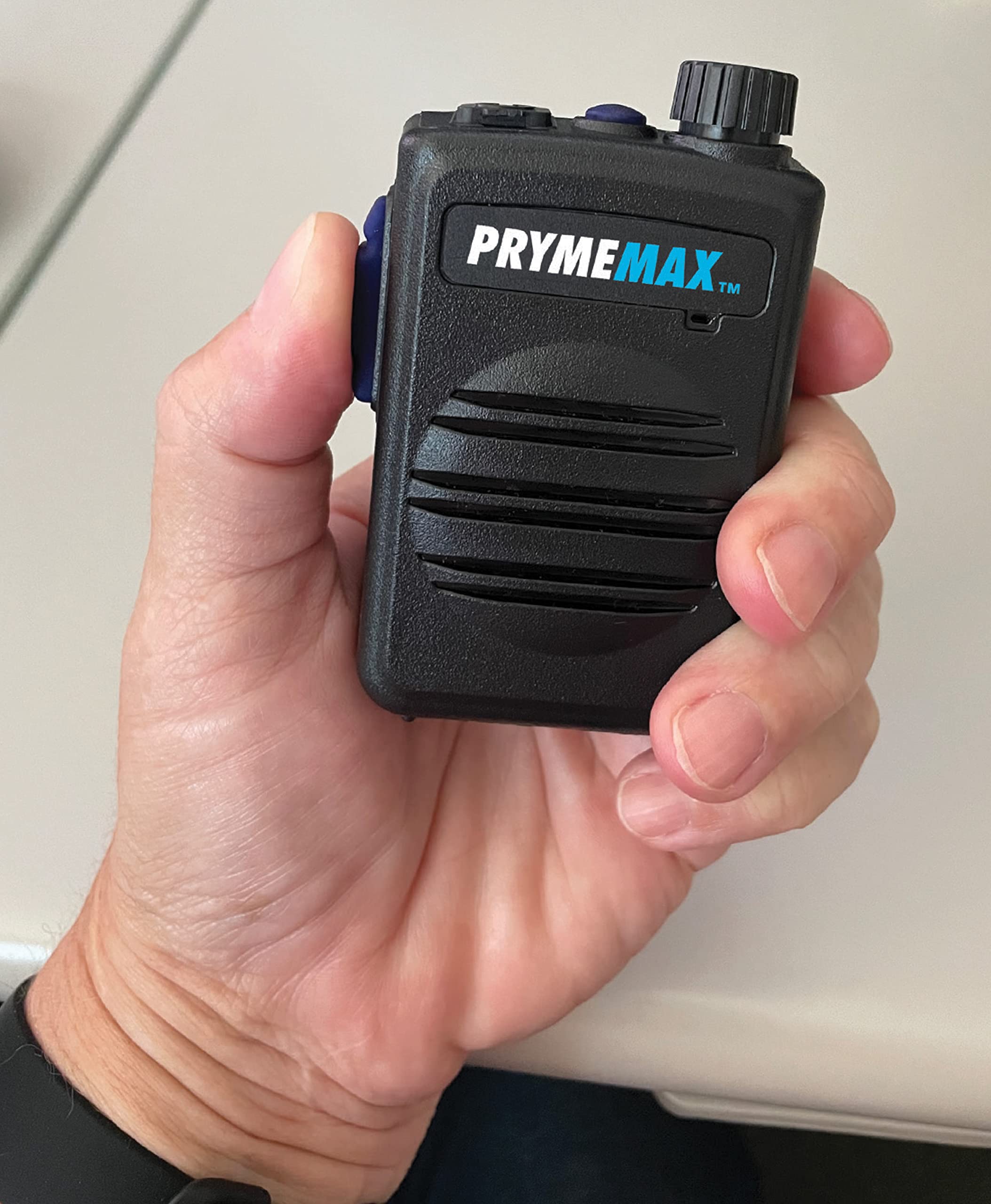 PRYMEMAX™ BTH-550-MAX Wireless Bluetooth Speaker Microphone with Desktop Charger - Compatible with 2-Way Radios, Smartphones & Tablets (iOS/Android) - Rotary Volume Control & PTT Button - Ideal for Outdoor Adventures, Construction Sites & Emergency Communications