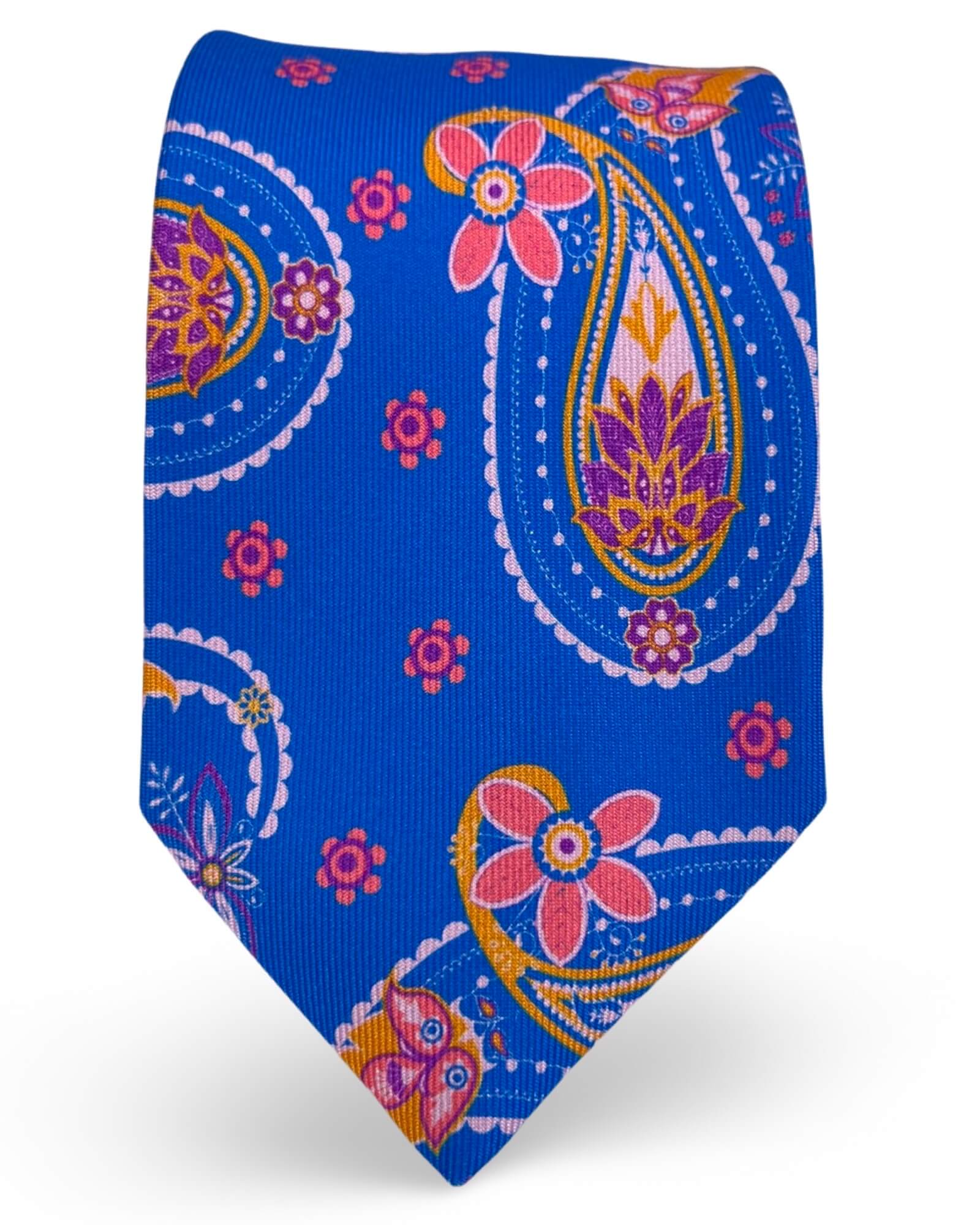 DÉCLIC Olney Paisley Silk Tie for Men - Royal Blue Luxury Necktie - Perfect for Weddings, Business Meetings & Formal Events