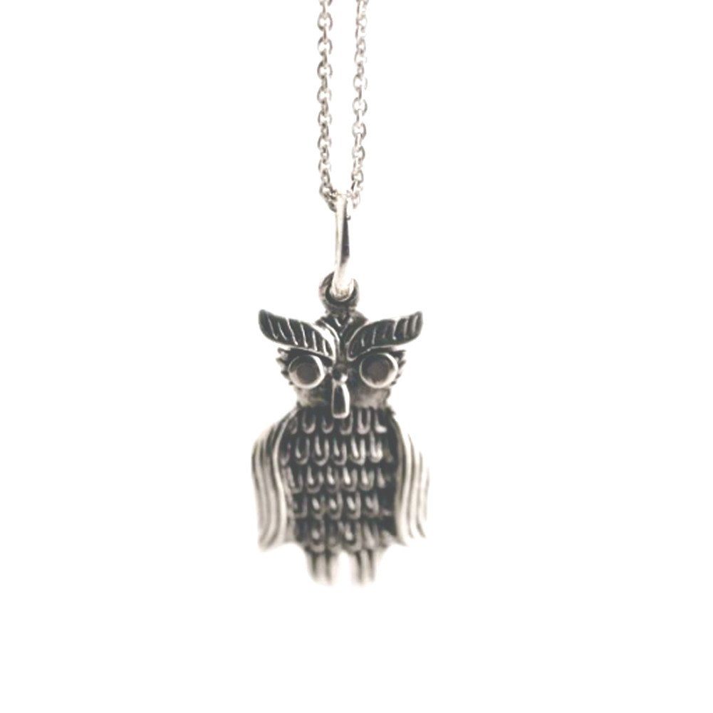 APOP NYC Sterling Silver Wise Owl Pendant Necklace 16-24 Inch Adjustable Chain - Spiritual Jewelry Gift for Women, Men - Perfect for Meditation, Yoga & Boho Fashion