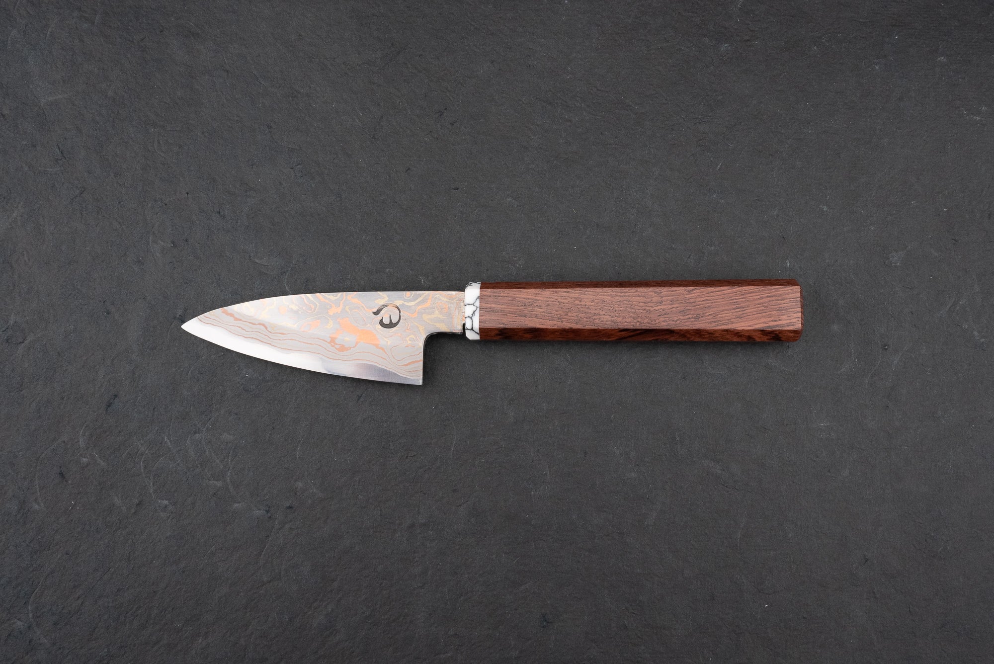 Mutsumi Hinoura V-Toku Rainbow Damascus Petty Knife 85mm - Premium Japanese Kitchen Knife for Slicing, Dicing & Precision Cutting