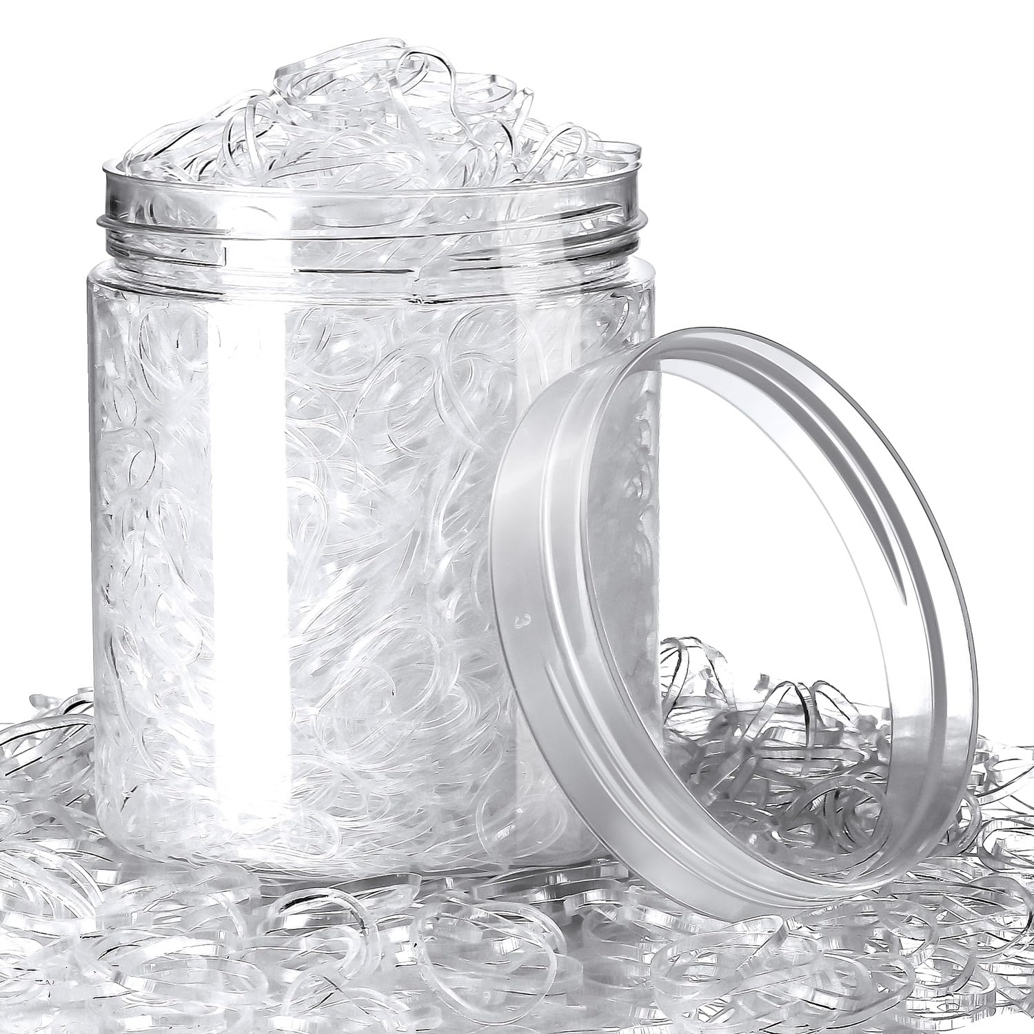 2000 Pack Mini Clear Rubber Bands - Soft Elastic Hair Ties for Braiding, Wedding Hairstyles & DIY Crafts - Includes Storage Box (Perfect for Salon, Home & Travel Use)