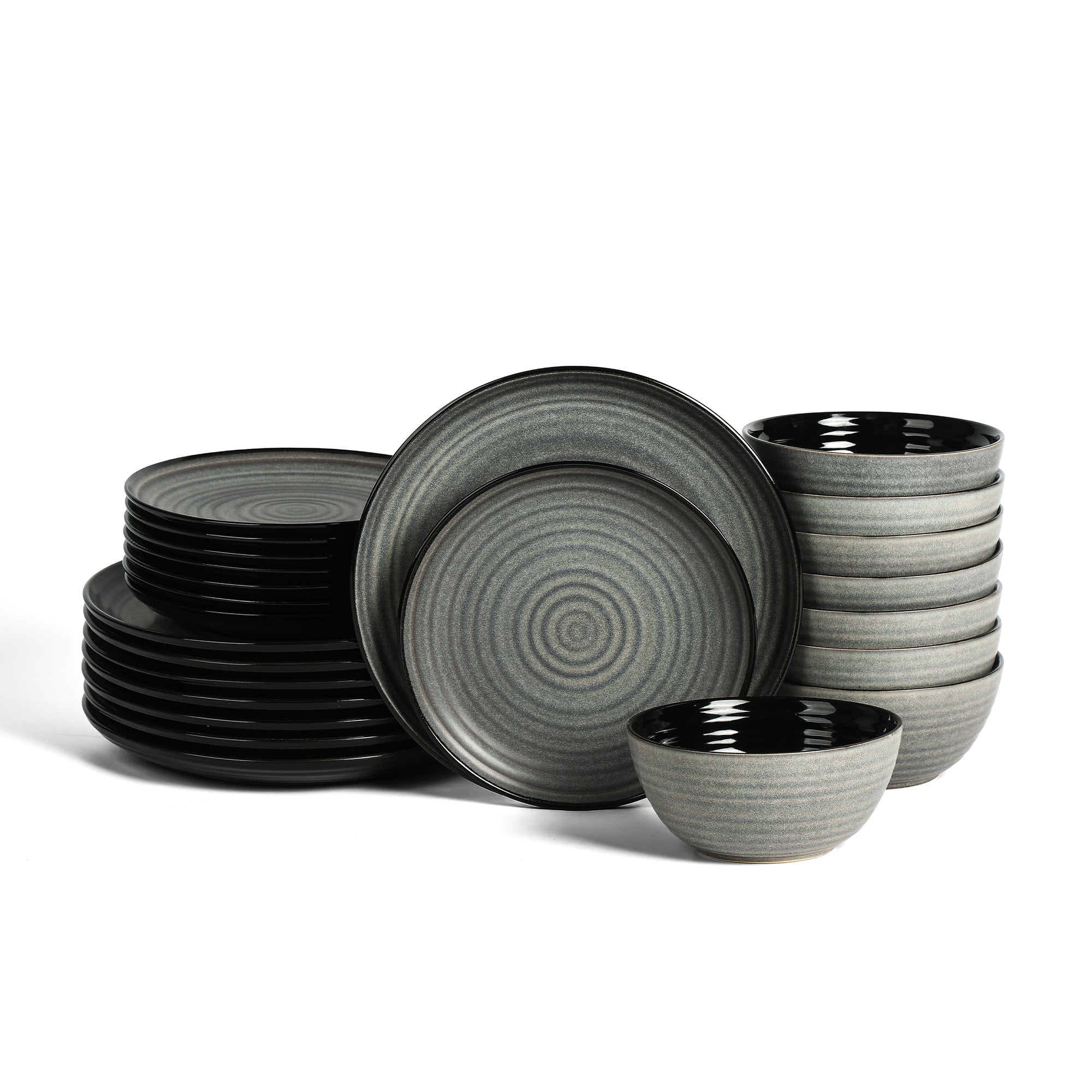 Premium Black Stoneware Dinnerware Set - 16-Piece Durable Porcelain Plates, Bowls & Mugs - Elegant Dinner Set for Home, Restaurant & Special Occasions