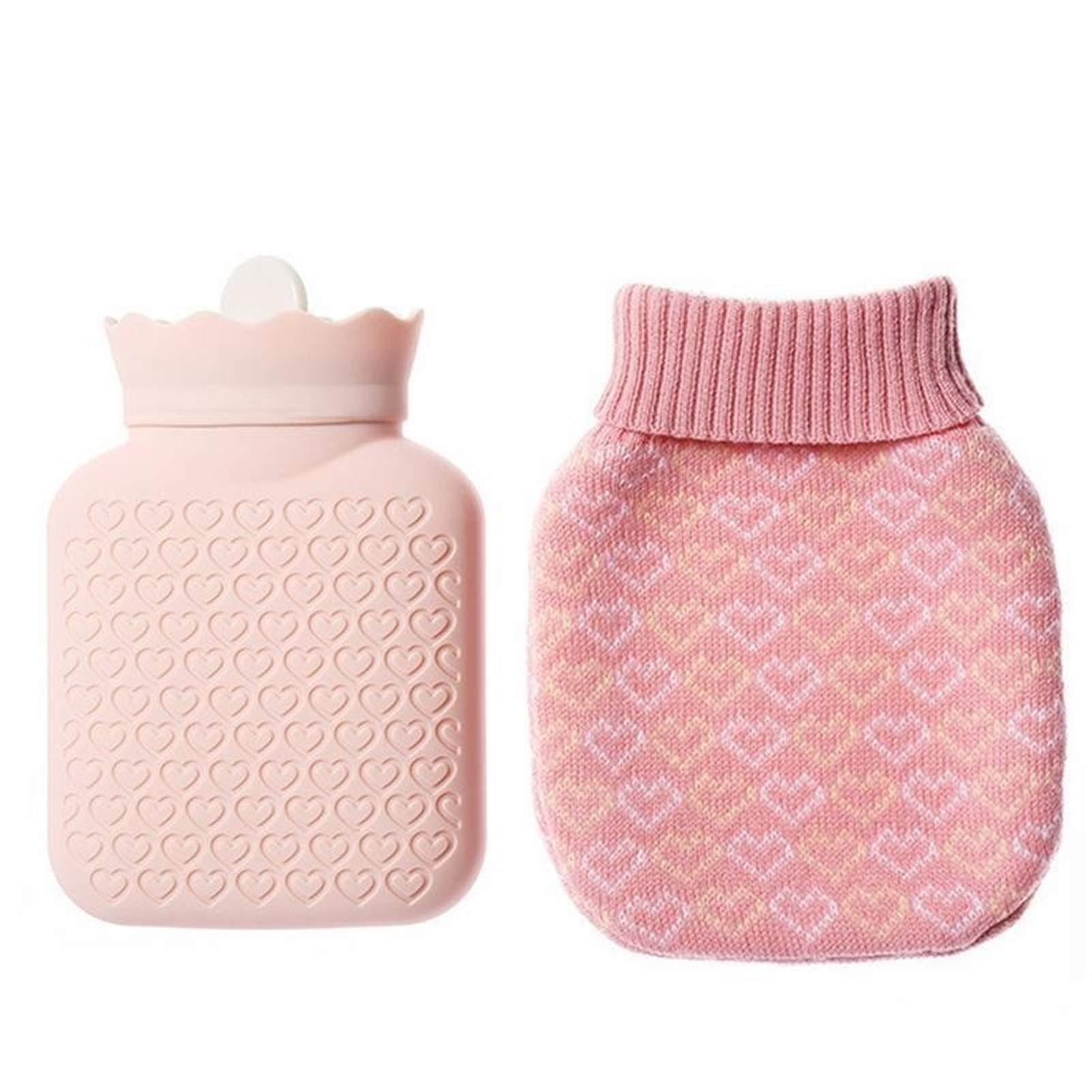 LICHUAN Microwaveable Silicone Hot Water Bottle with Knit Cover - Reusable Hand Warmer for Women & Girls - Perfect for Cold Weather, Cramps & Pain Relief (Color: A)