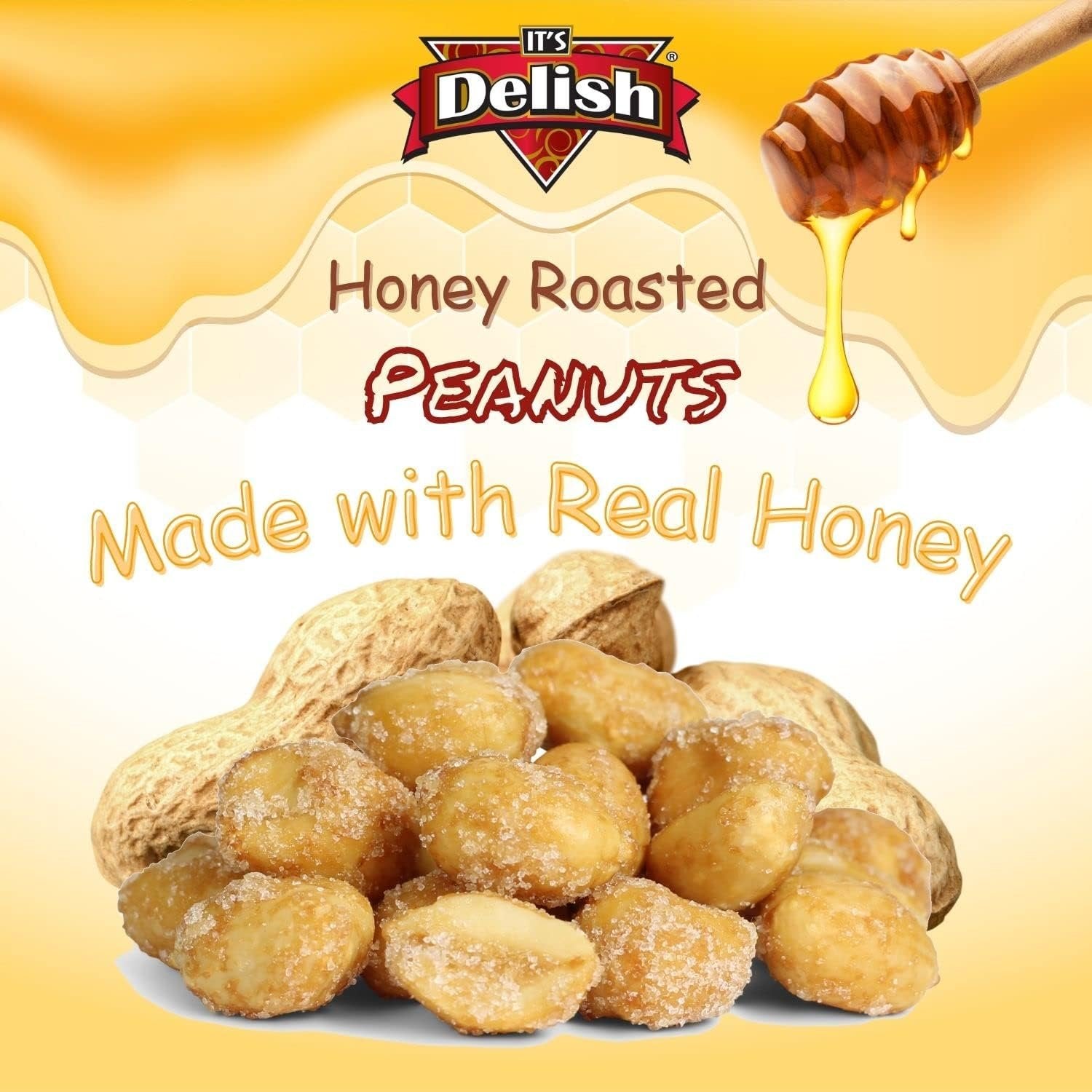 Honey Roasted Peanuts 36oz - Crunchy Sweet Snack in Large Reusable Jar - Perfect for Parties, Office Snacks & Healthy On-the-Go Treats